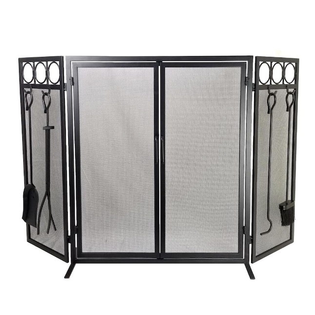 Style Selections Fireplace Screen With, Fireplace Mesh Curtain Lowe S