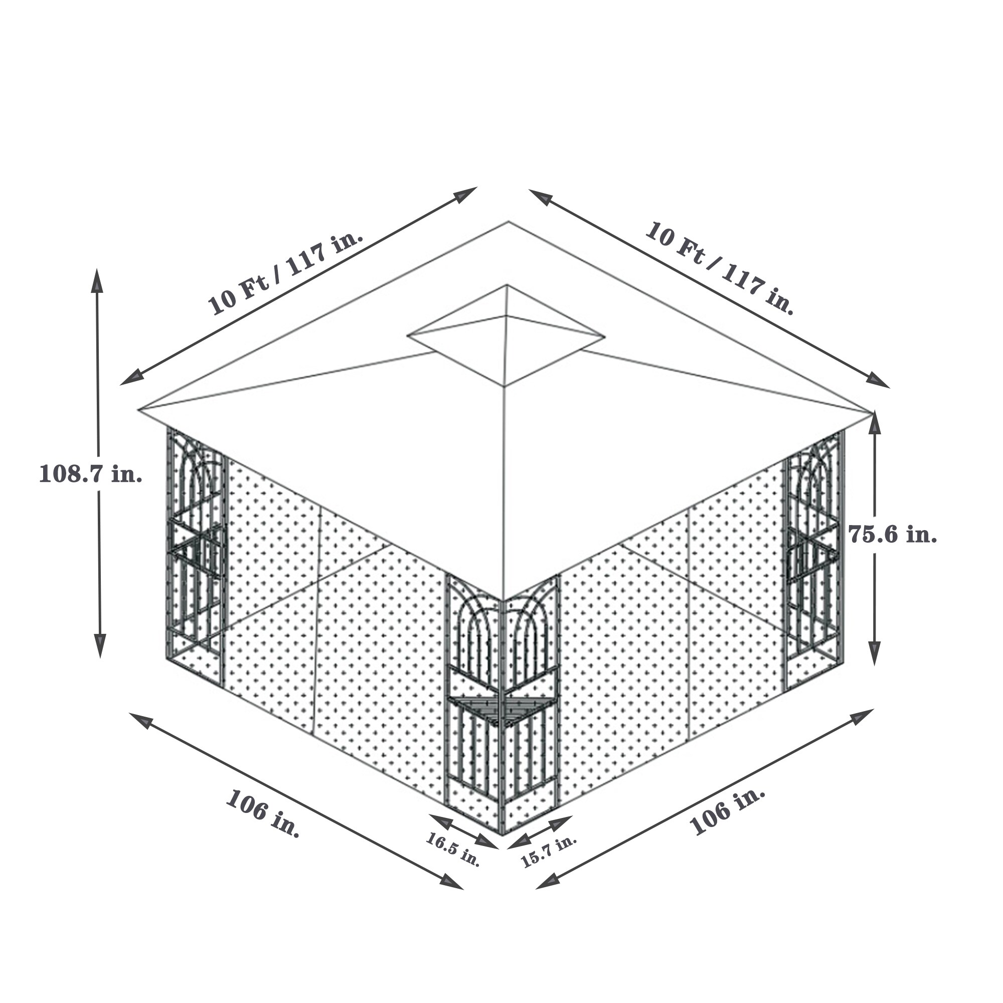 Clihome LHC-N01-0-GFS002 Wood-Resin-Gazebos - View #4