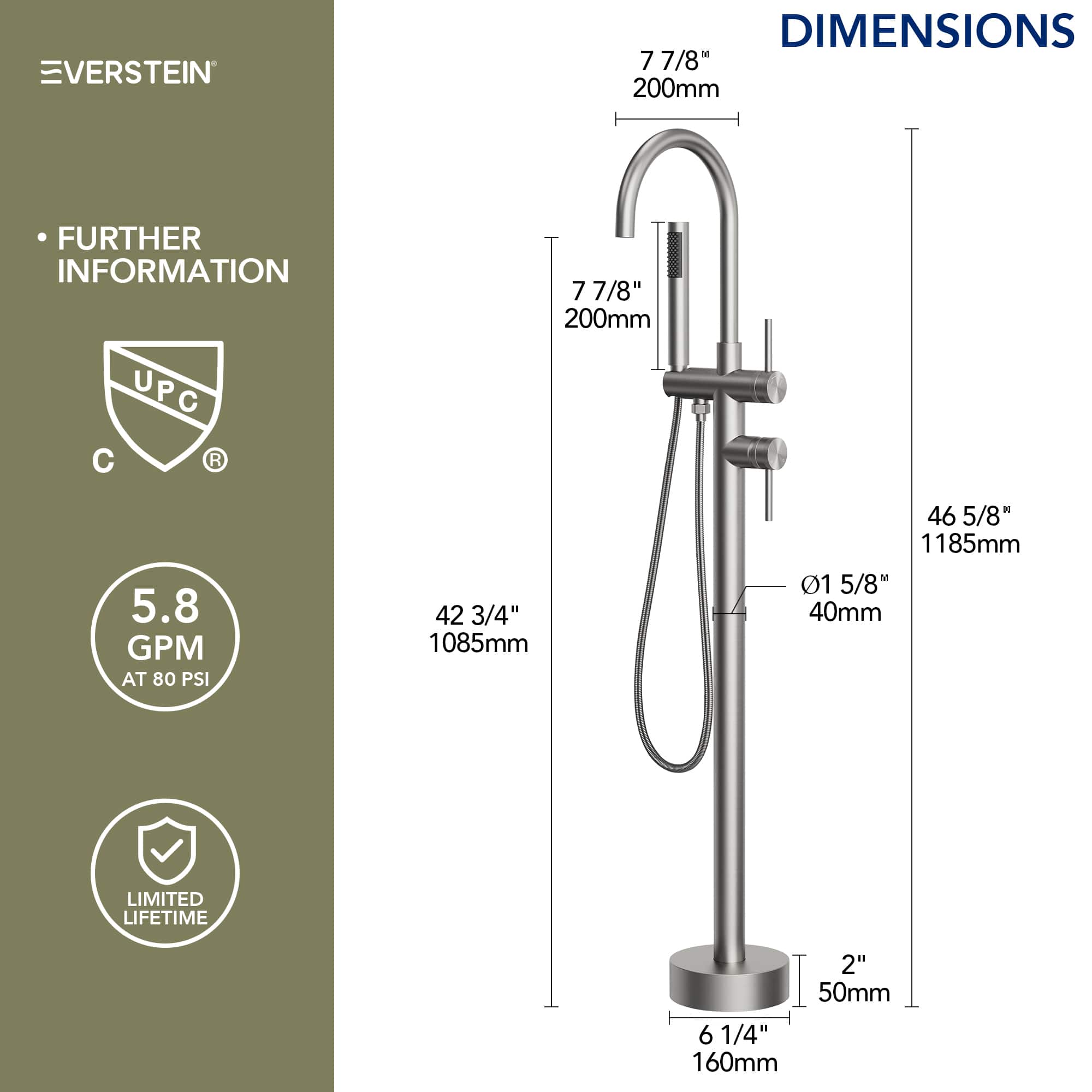 EVERSTEIN SFS-1093-NK Roman-Tub-Faucets - View #12