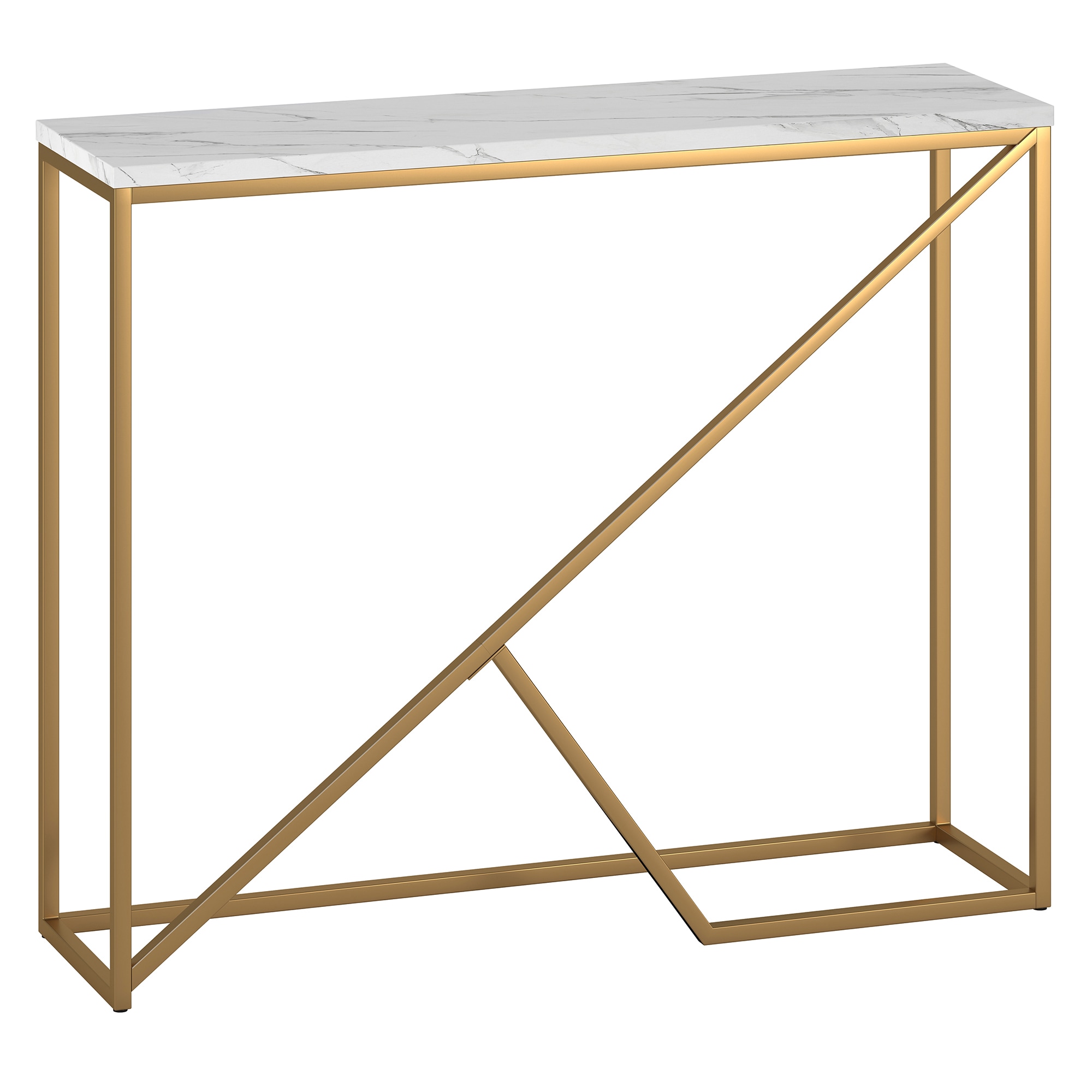 Hailey Home AT1753 Stella Modern Brass/Faux Marble Console table
