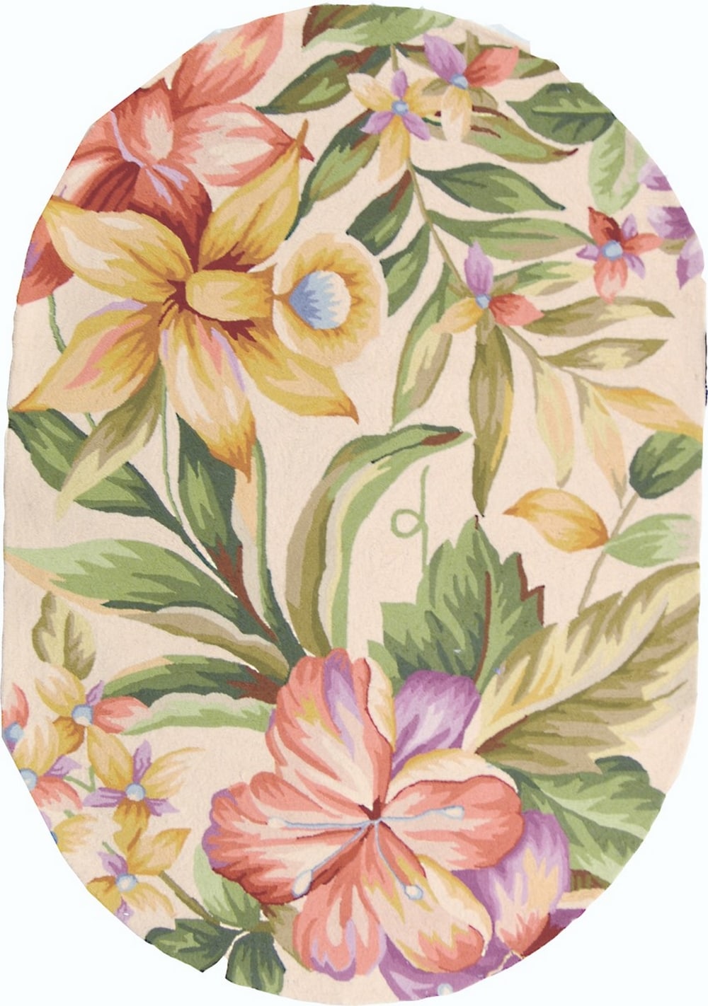 Safavieh HK212A-5OV Chelsea Orchard 5 x 7 (ft) Hooked Wool Ivory/Multicolor Oval Indoor Floral/Botanical Area rug