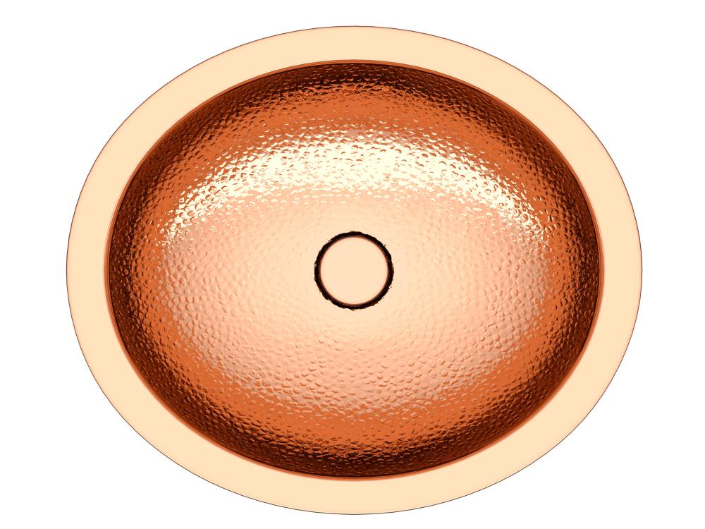 Anzzi Lux Hammered Copper Drop In Oval Modern Bathroom Sink With Drain