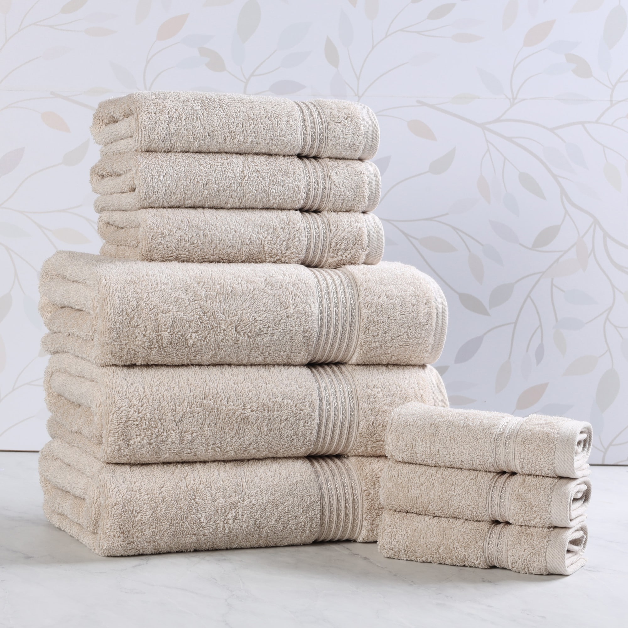 Superior Egyptian Cotton Highly Absorbent Solid 9-Piece Ultra Soft Towel Set