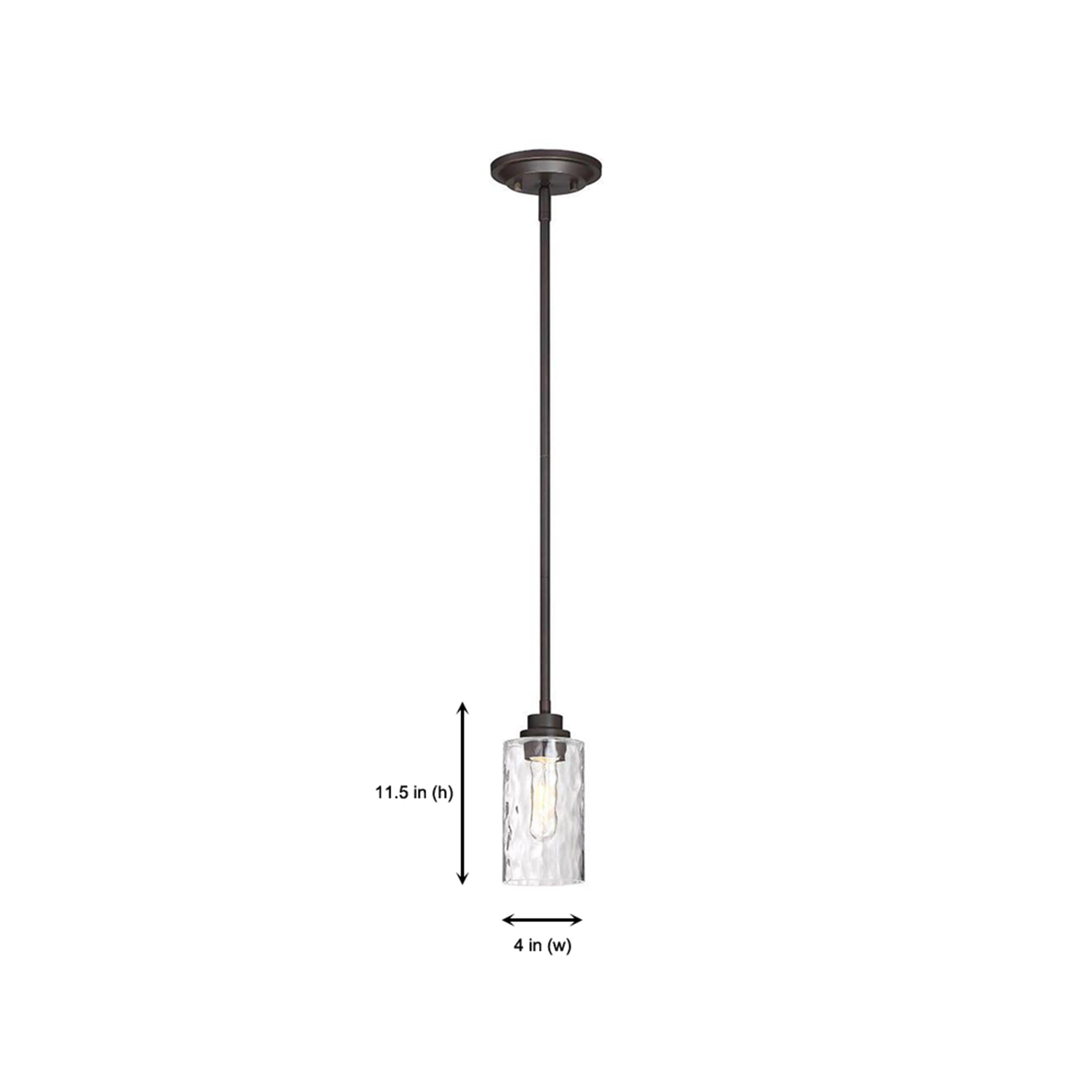 Gramercy Park Old English Bronze Mini Pendant with Blown Hammered Glass