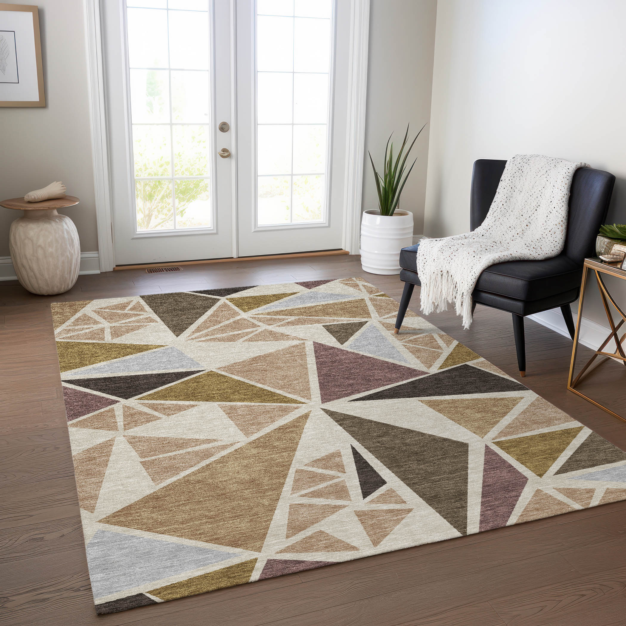 Addison Rugs ACN1039BG30X46 Chantille ACN1039BG 2 x 3 (ft) Polyester Beige Rectangular Indoor/Outdoor Geometric Machine washable Area rug