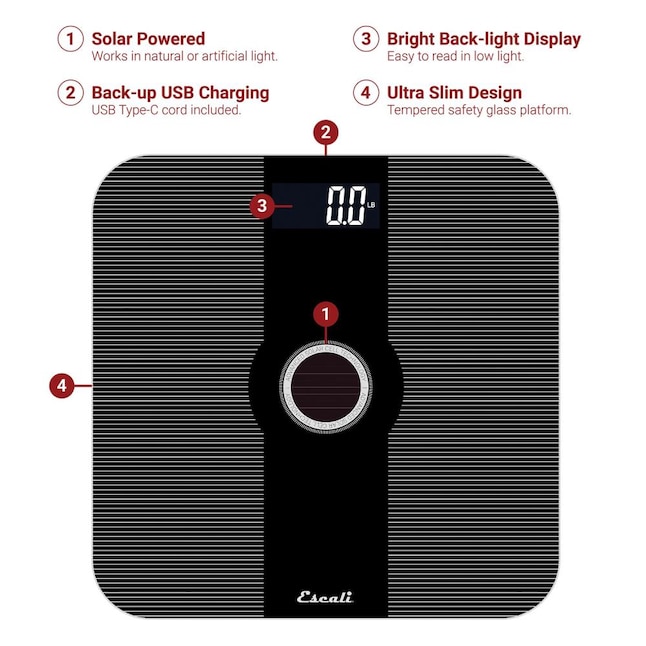 Escali 440-lb Digital Black Bathroom Scale in the Bathroom Scales  department at