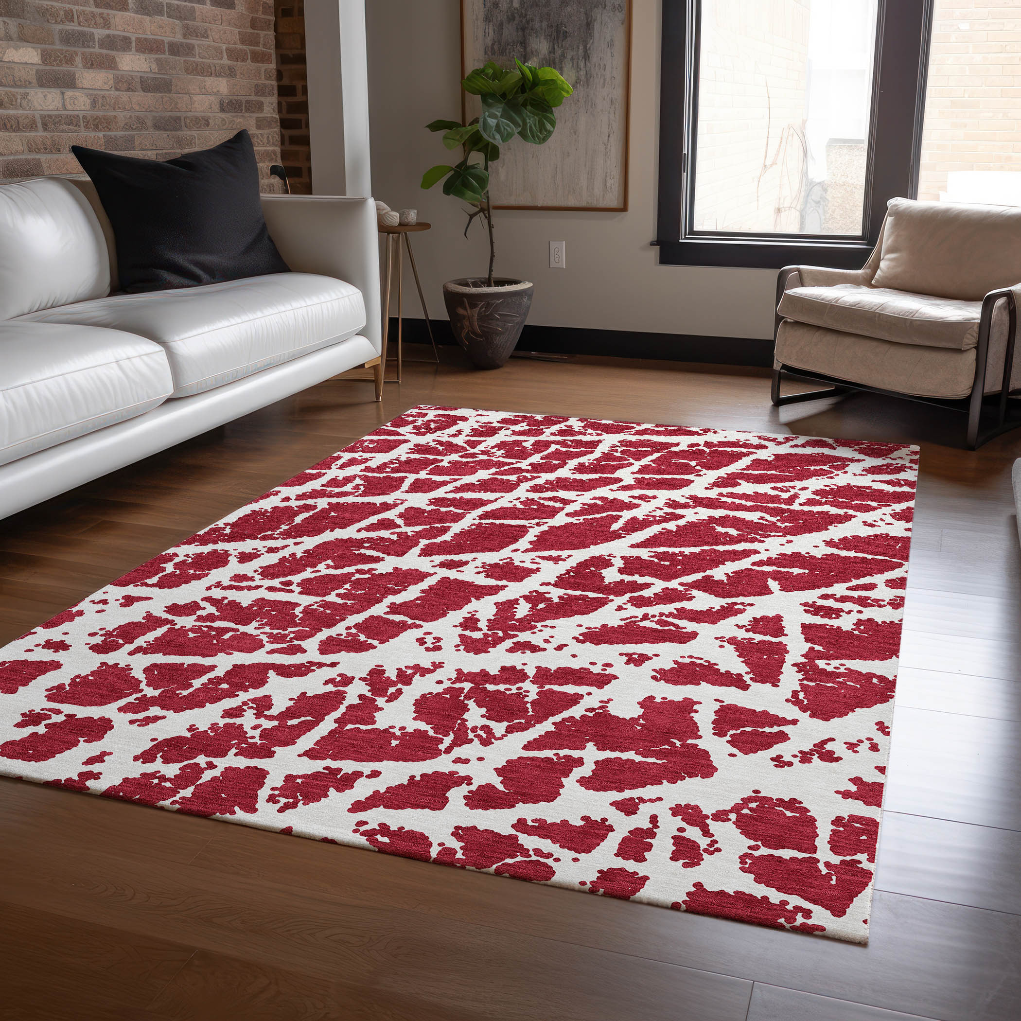 Addison Rugs ACN501RD8X10 Chantille ACN501RD 8 x 10 (ft) Polyester Red Rectangular Indoor/Outdoor Stripe Machine washable Area rug