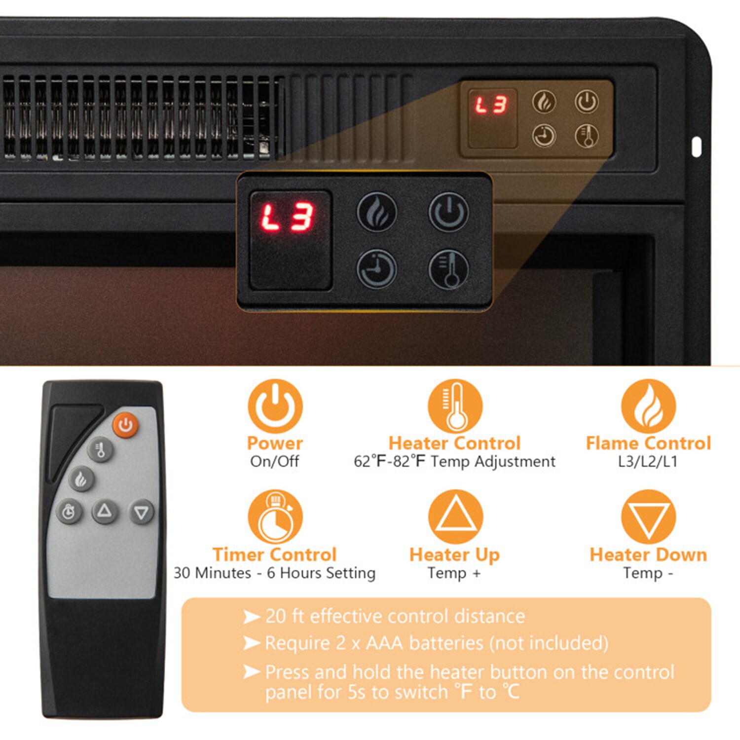 Clihome CL-FP10106GR Electric-Fireplaces - View #7