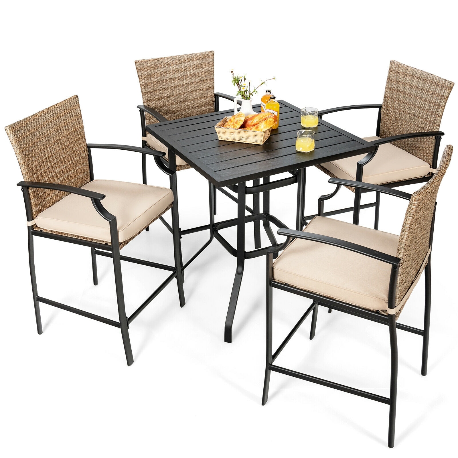  OD41NP101 Patio Conversation Sets 5 -Piece Patio Conversation Set with Beige Cushions