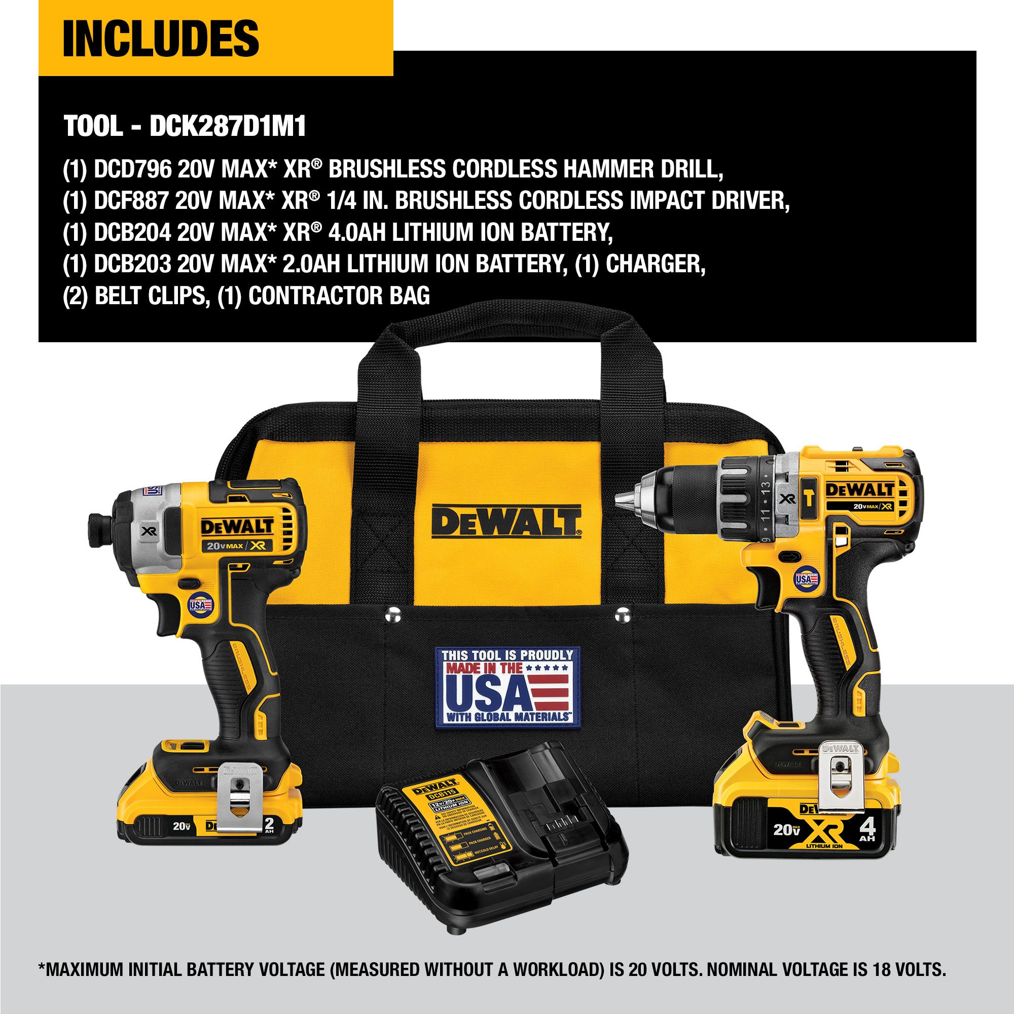DEWALT XR 2-Tool 20-Volt Max Brushless Power Tool Combo Kit with Soft Case 2-Batteries and charger Included) in the Power Tool Combo Kits department  at