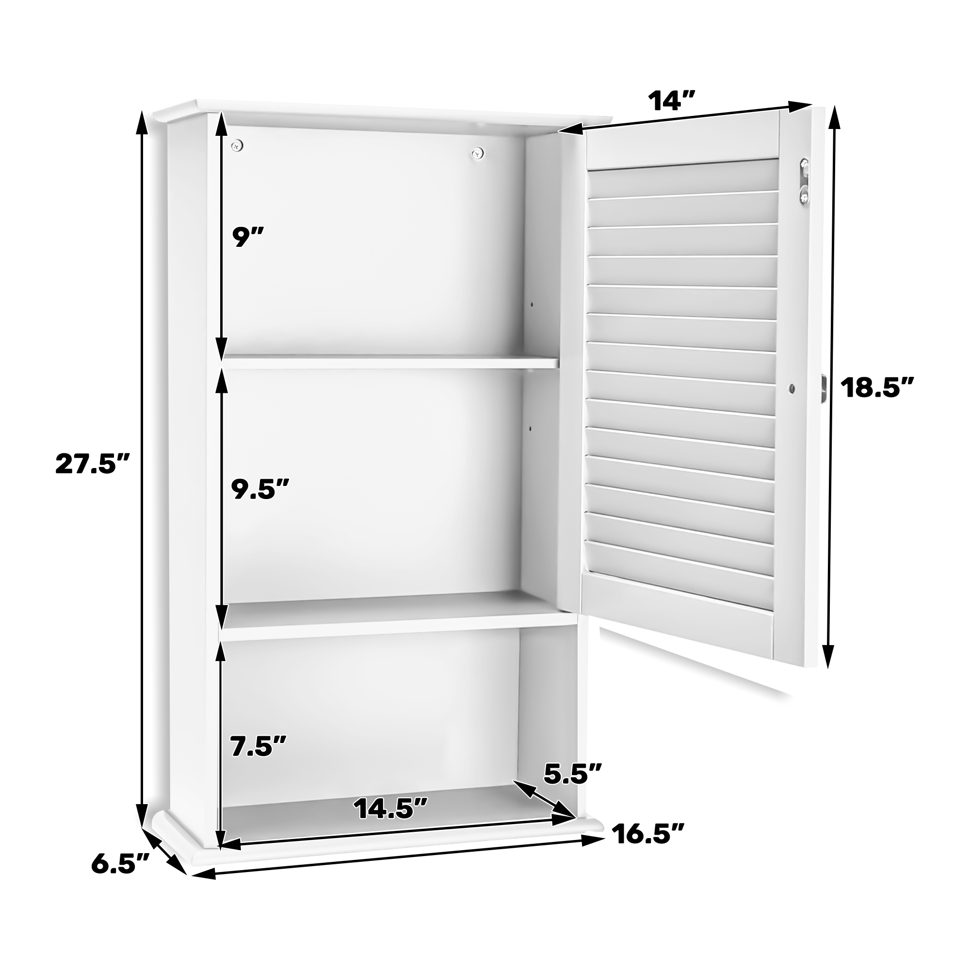 WELLFOR BTJ7597WH Bathroom-Wall-Cabinets - View #2