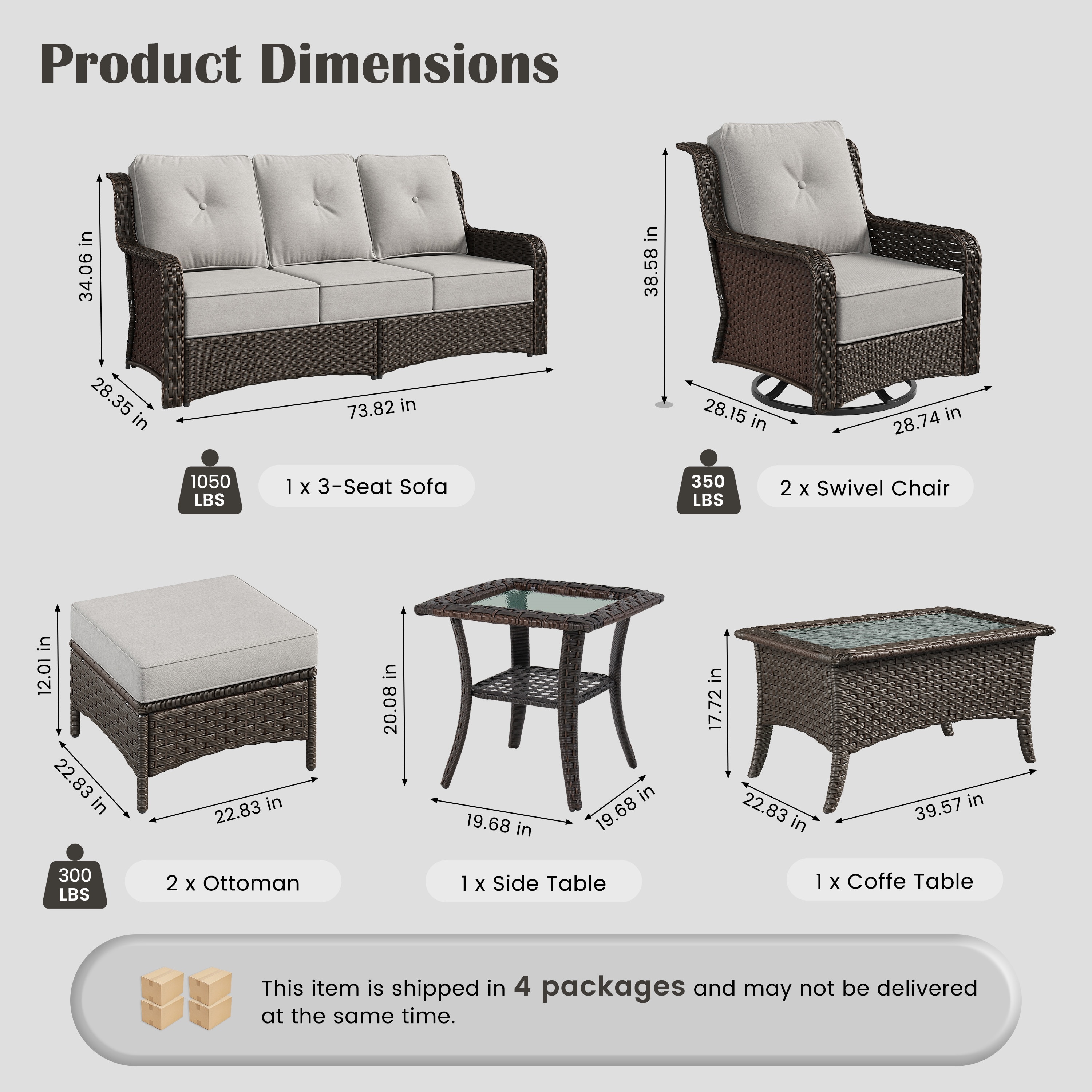 AURA OUTDOOR LS-ORCS-1345GY Patio-Conversation-Sets - View #9