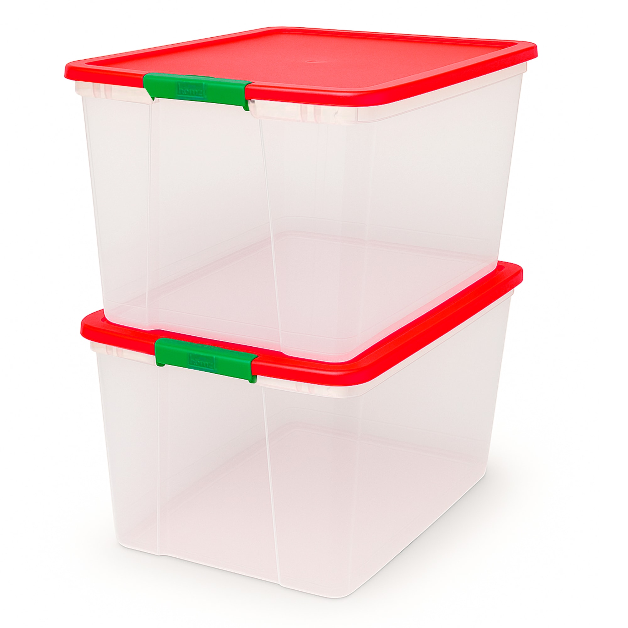 Homz Products 244749 2 -Pack ( 13.24-in W x 12.89-in H x 19.1-in D ) Red Lid (64 QT) Plastic Stackable Bin