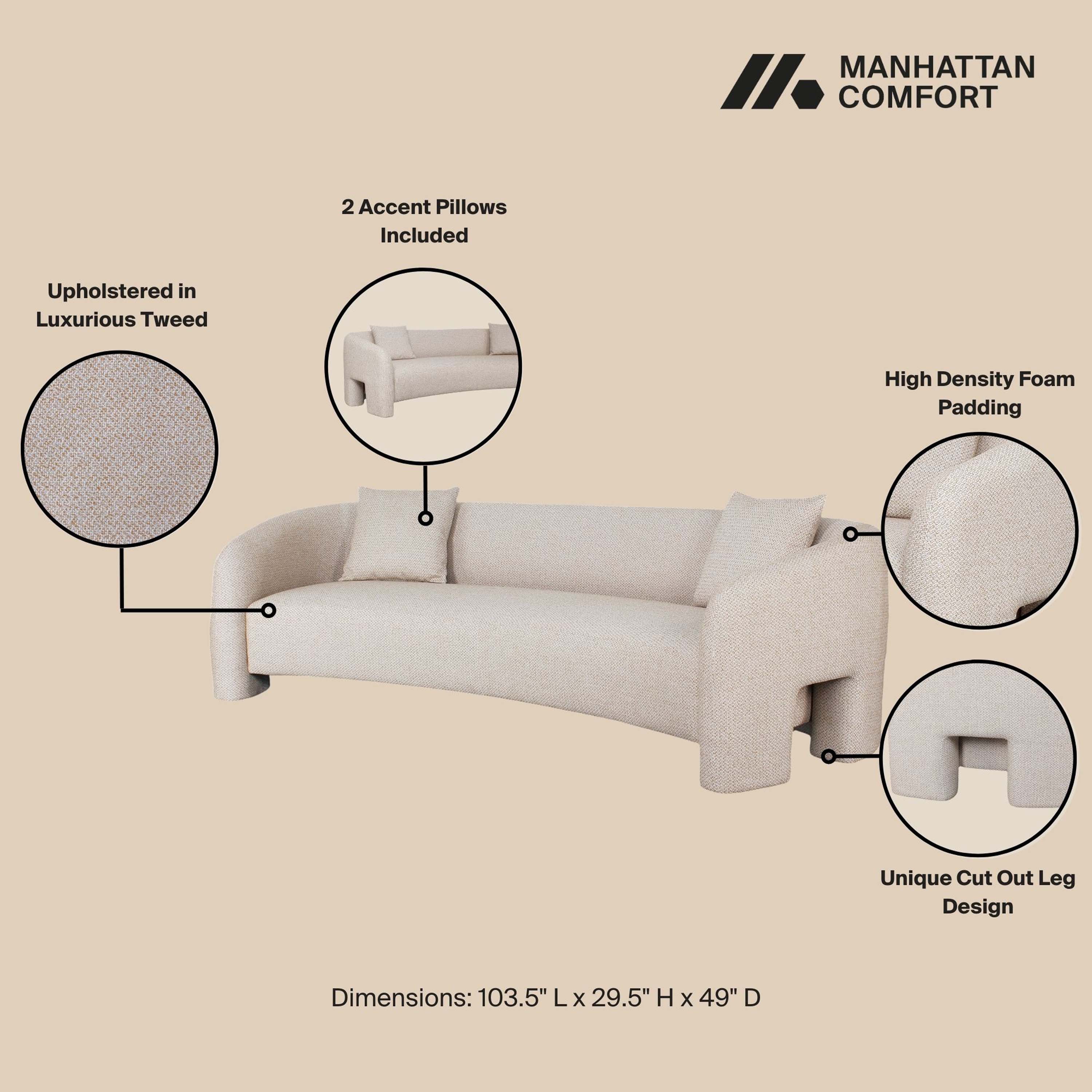 Manhattan Comfort SF017-GD Sofas-Loveseats - View #4