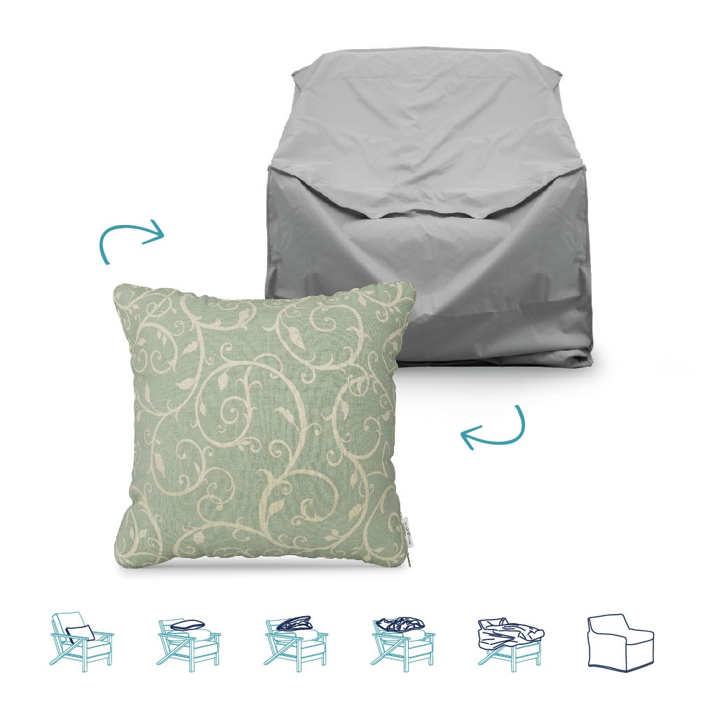Pillow-to-Cover FH-P2C-18CL-CABHAZE Blue Polyester Patio Furniture Cover For Conversation chair