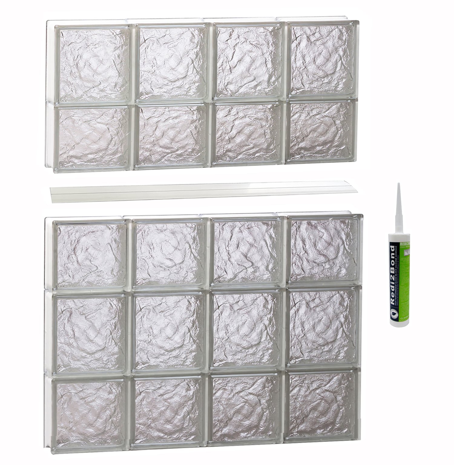 REDI2SET S3234IS Ice Glass 31-in x 32-3/4-in Frameless Replacement Glass Block Window