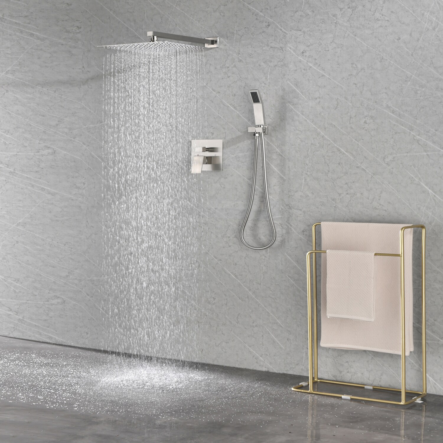 Mondawe Brushed Nickel Built-In Shower System With 2-way Diverter In ...