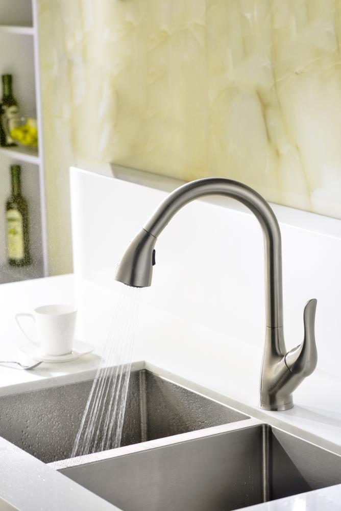 ANZZI Accent Brushed Nickel Single Handle Pull-down Kitchen Faucet 