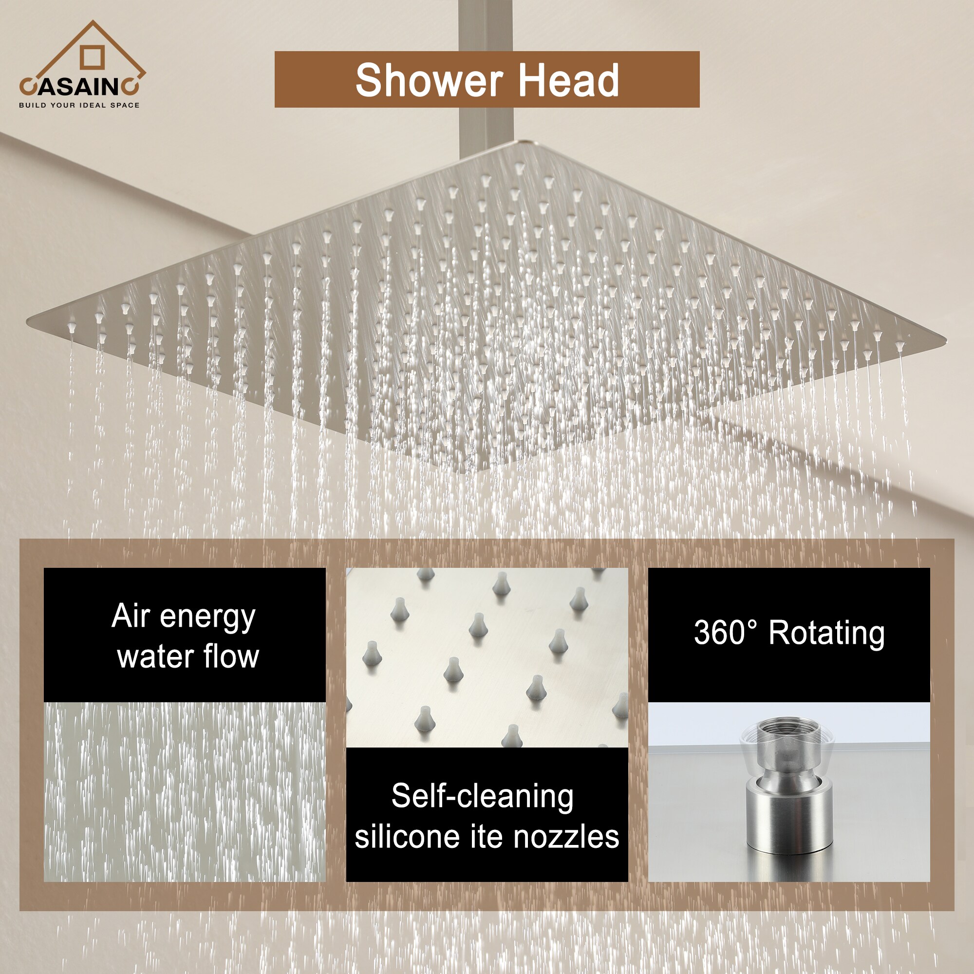 CASAINC CS3602-16BN Showerhead-Bar-Panels - View #6