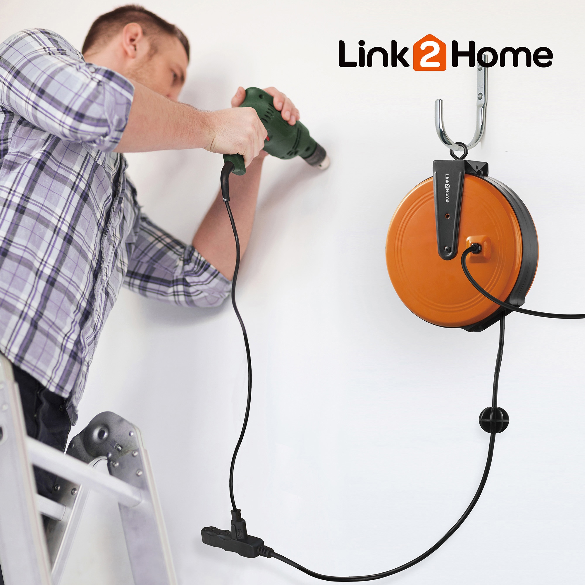 LINK2HOME Link2Home Cord Reel 30-ft 16 / 3-Prong Indoor Sjt Medium