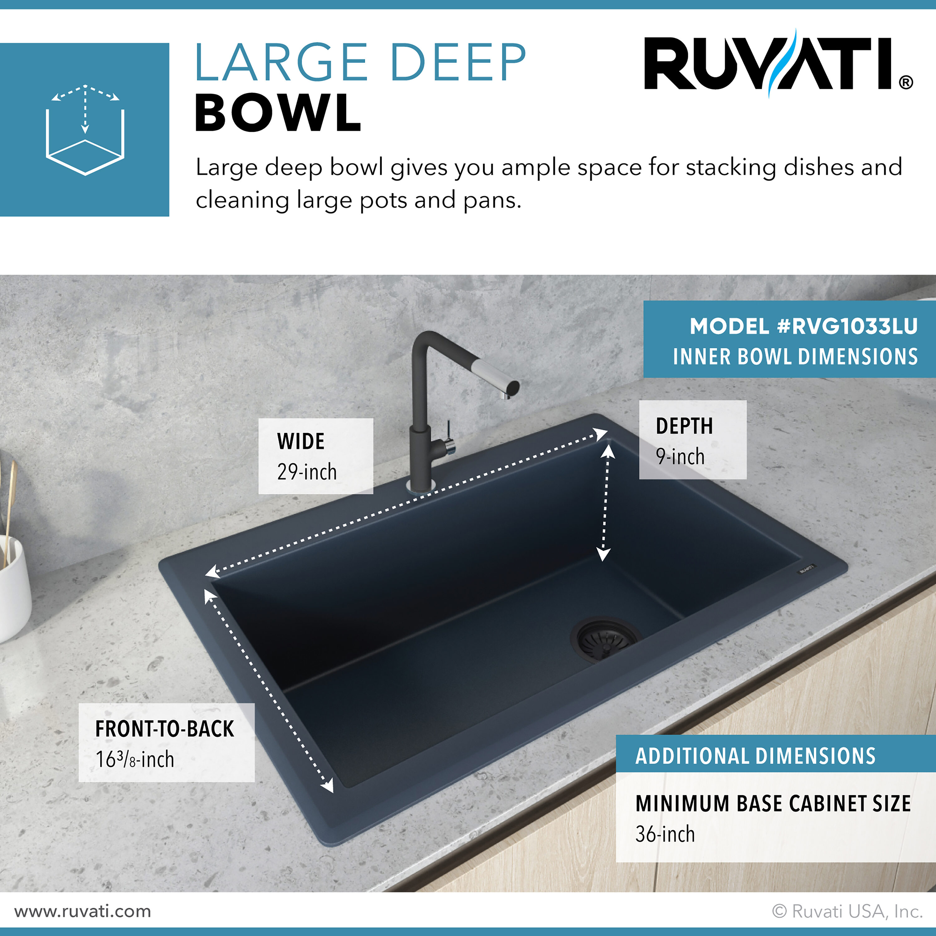 Catalina Blue Granite Composite Single Bowl Kitchen Sink