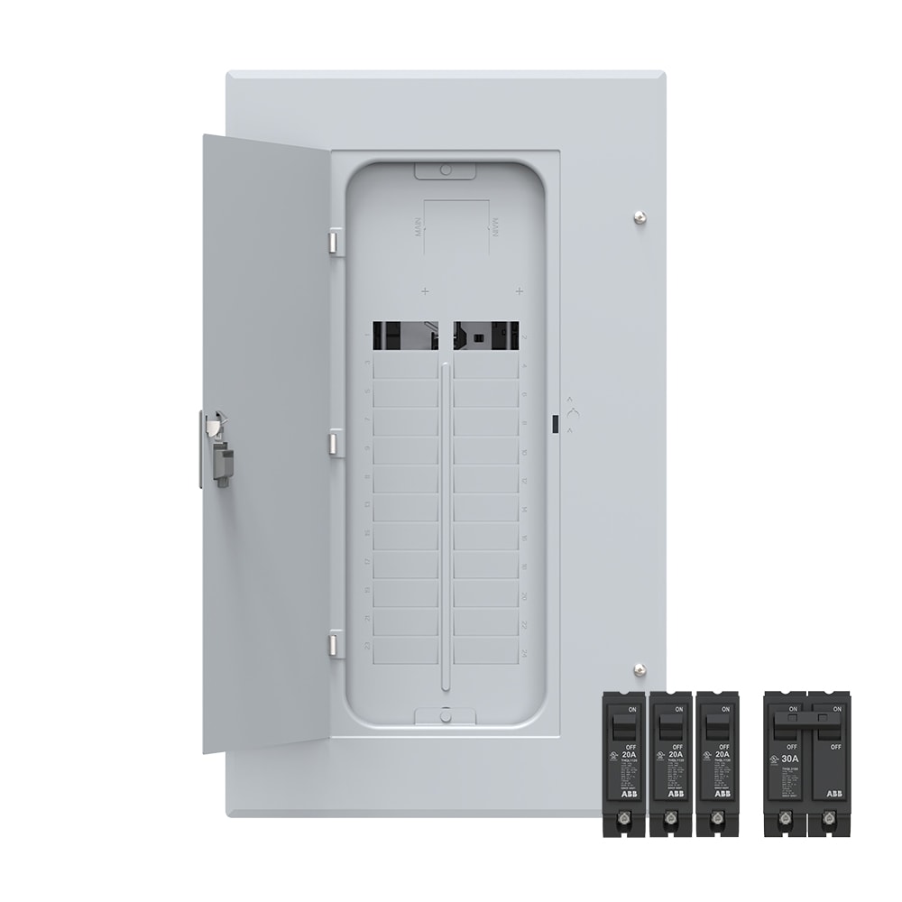 ABB PAM2412PA ReliaHome P-Series 125 -Amp 24 -Spaces 48 -Circuit Indoor Main Breaker Plug-On Neutral Load Center (Value Pack)