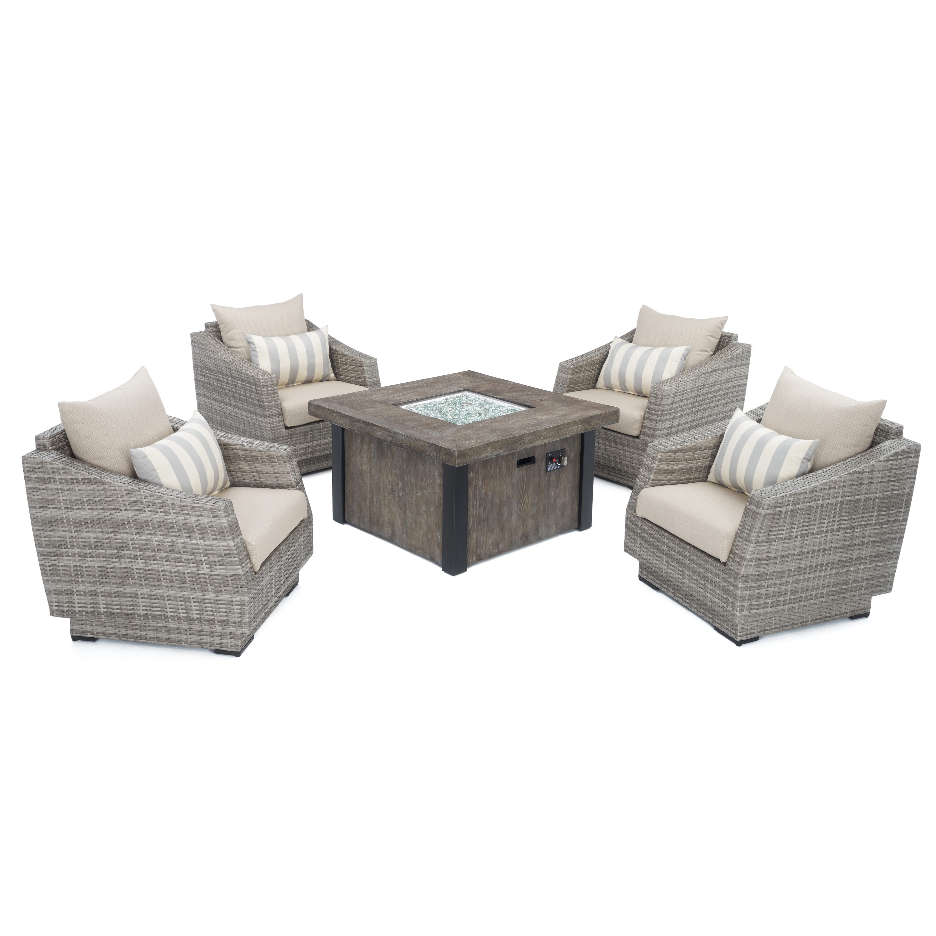 RST Brands OP-PECLB5FT-CNS-SLT- Cannes 5-Piece Wicker Patio Conversation Set with Gray Sunsharp Cushions