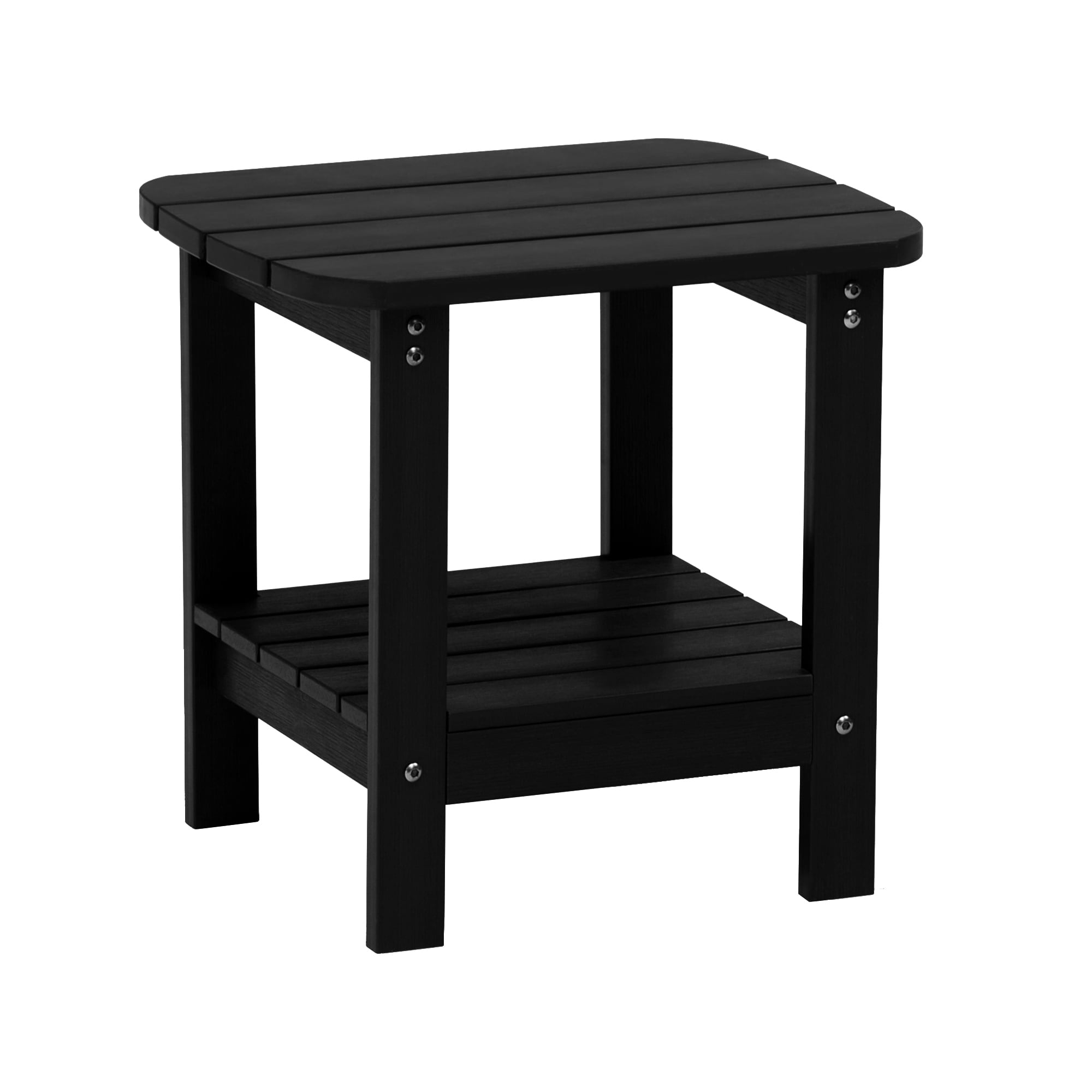 Black Solid Fir Wood Outdoor Side Table