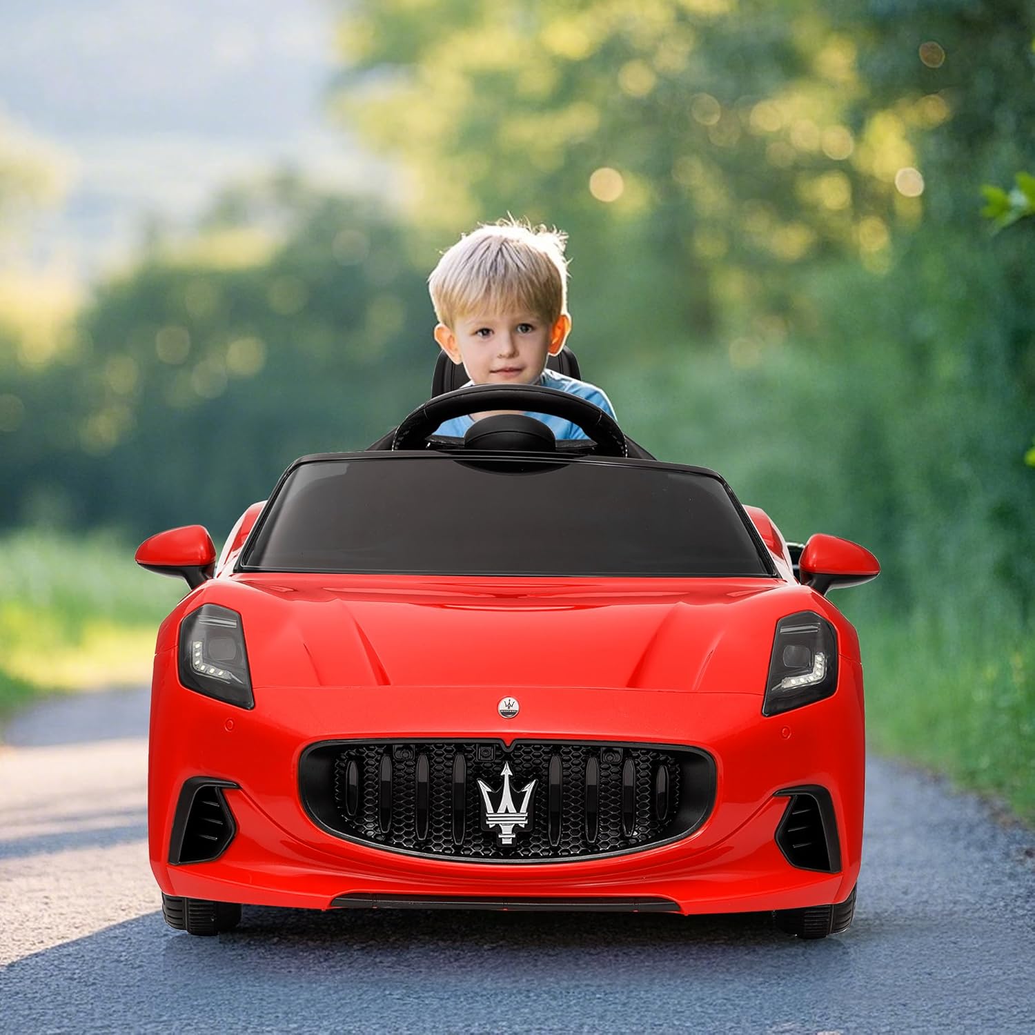 Qeetex LHF-TC-PTG-334A8VXR Ride On Car Licensed Maserati GranCabrio - 12V Powered Motorized Car for Children with Remote Control - Kids Ride On Toy Car with Spring Suspension/Bright Lights/4 Wheel Electric Vehicle - Red