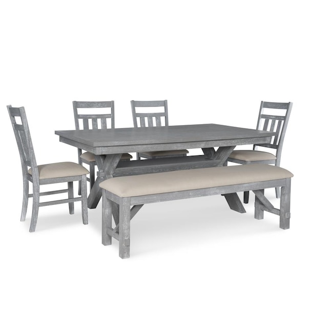 Powell Turino Weathered Gray Country, Distressed Gray Kitchen Table Set