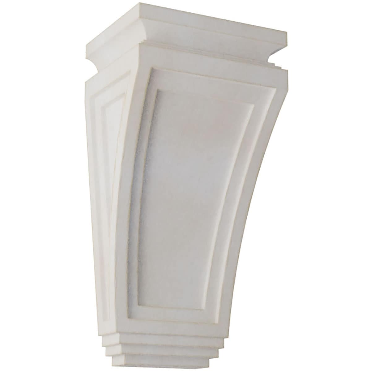 Ekena Millwork CORWD06X04X12ARWH 6-in x 4.75-in x 12-in Vintage Decor Finished Rubberwood White Wood Paintable/Stainable Corbel