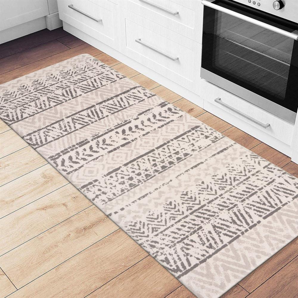 World Rug Gallery 814GRAY18X47 18-in x 47-in Gray PVC Non-Slip Grip Indoor Decorative Anti-fatigue Mat