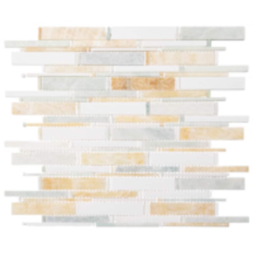 Knoll Orange and White Marble Mosaic Tile