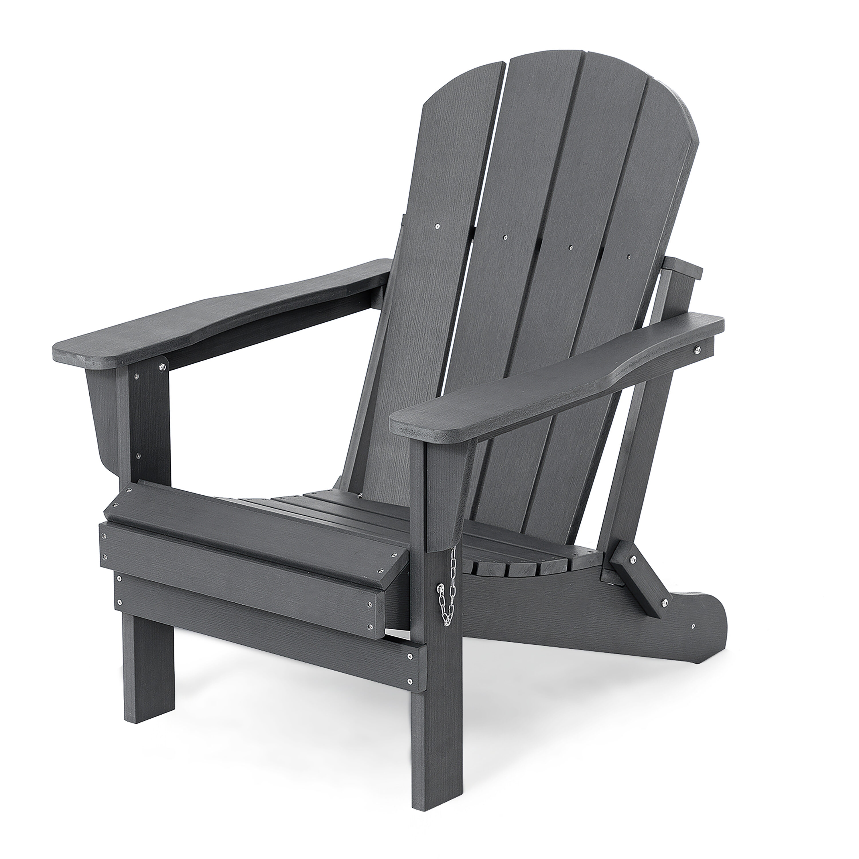 JEAREY HIPS Poly-Lumber Plastic Folding Slat Seat Gray Adirondack Chair ...