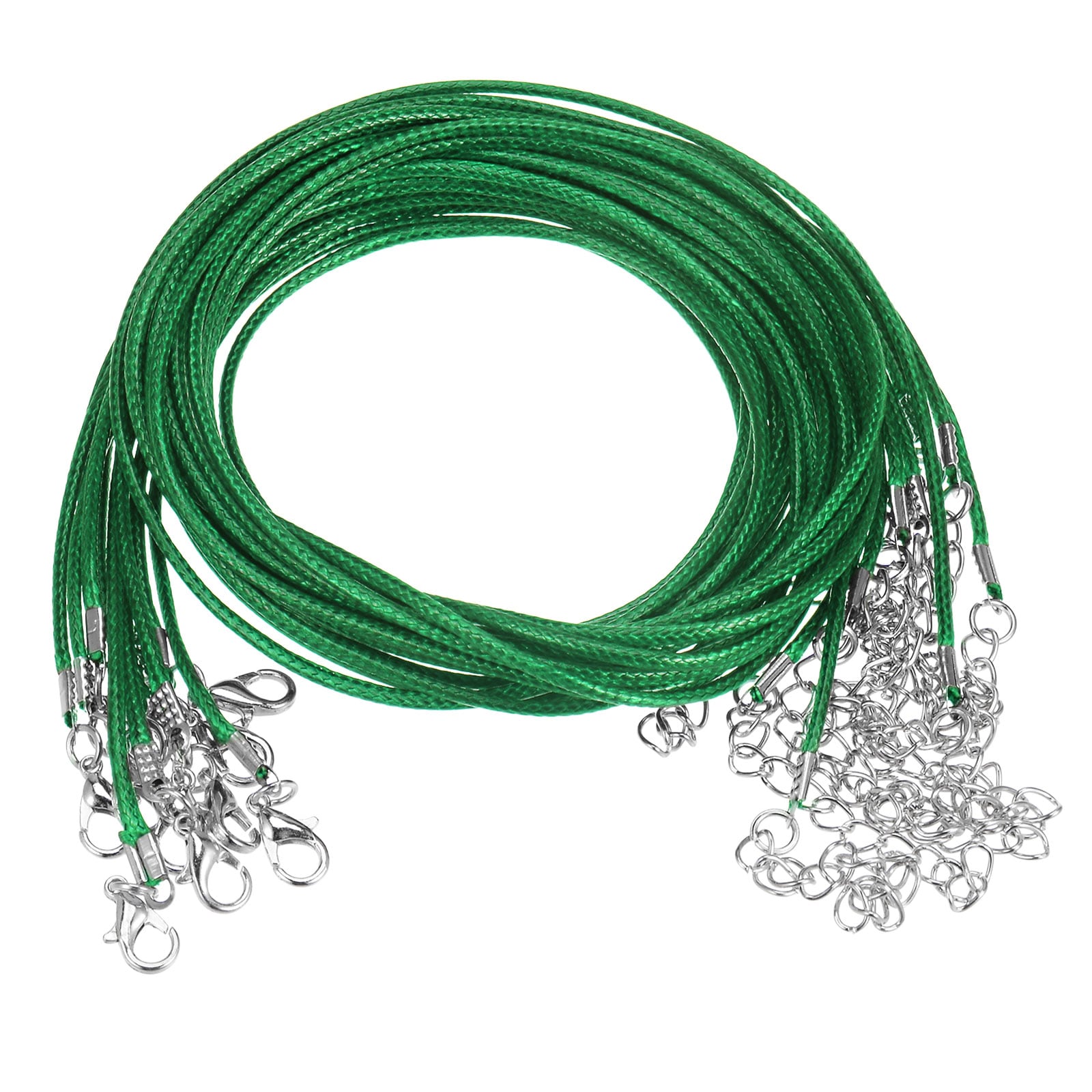Harfington 10pcs Waxed Necklace Cord Bulk  23 Inches and 1.5mm Dia Necklace String Rope with Clasp for Pendants  Bracelets  Necklaces  Jewelry Making Beading Supplies  Green