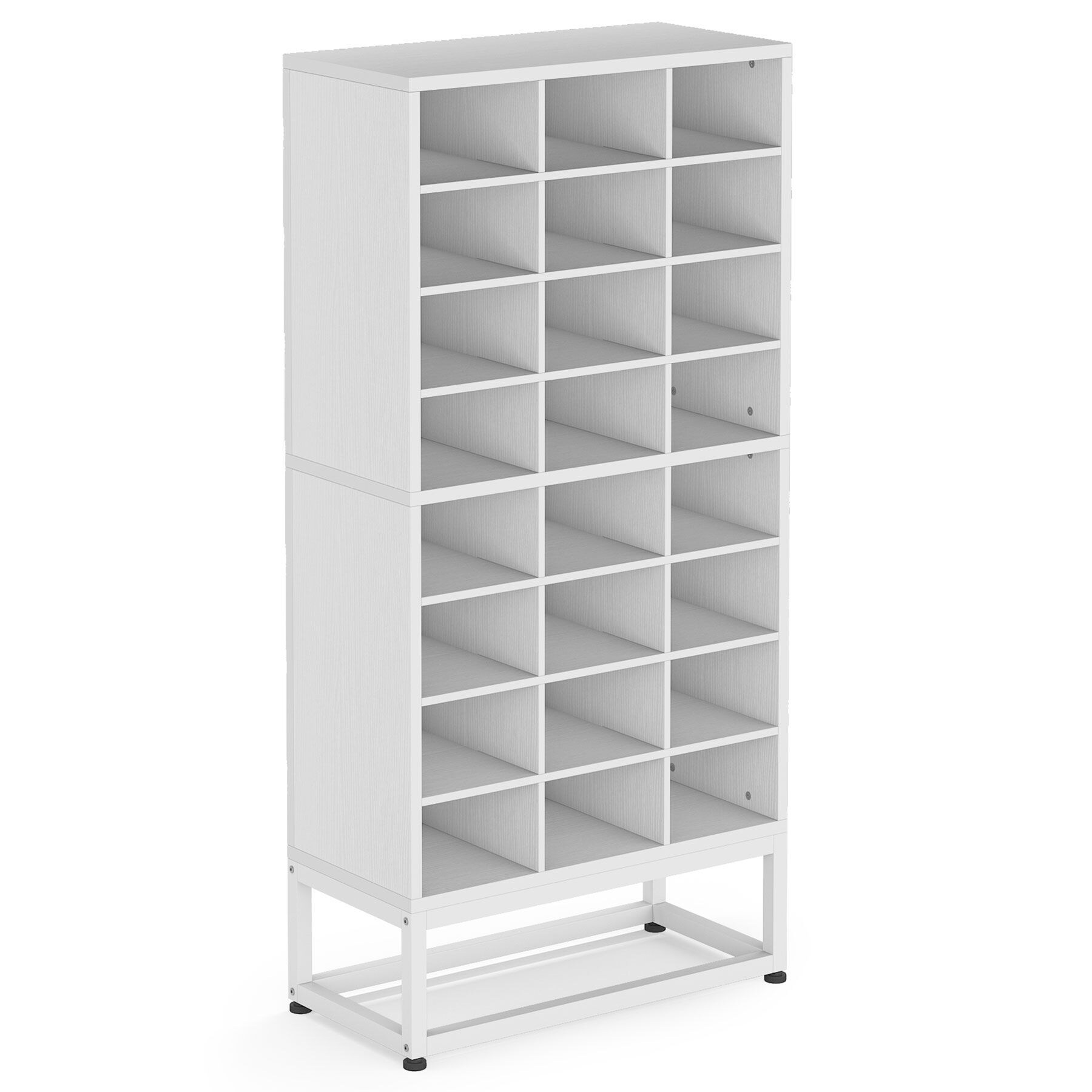 Tribesigns 8-Tier Shoe Storage Cabinet, White Wooden Shoe Rack,  Freestanding Tall Shoe Organizer With Adjustable Partition For Entryway,  White