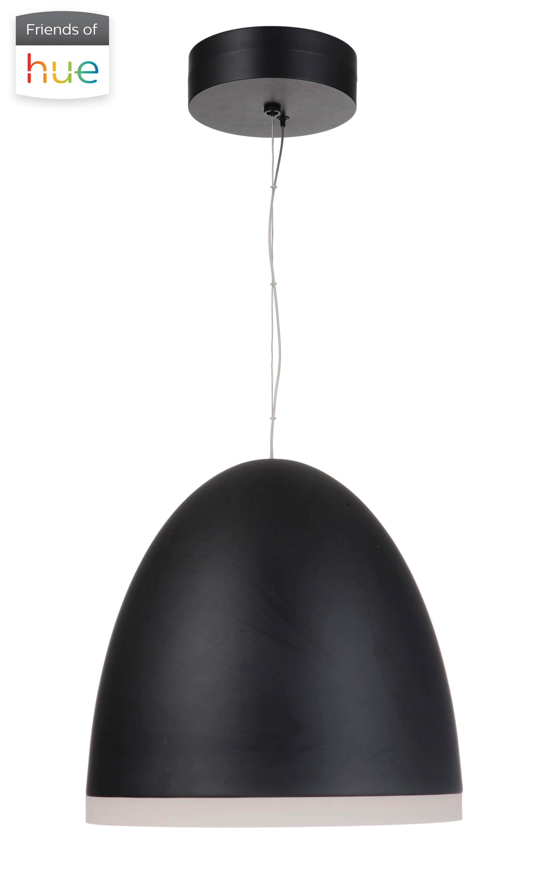 Craftmade 51190-FB-HUE Studio Flat Black Transitional Dome LED Hanging Pendant Light
