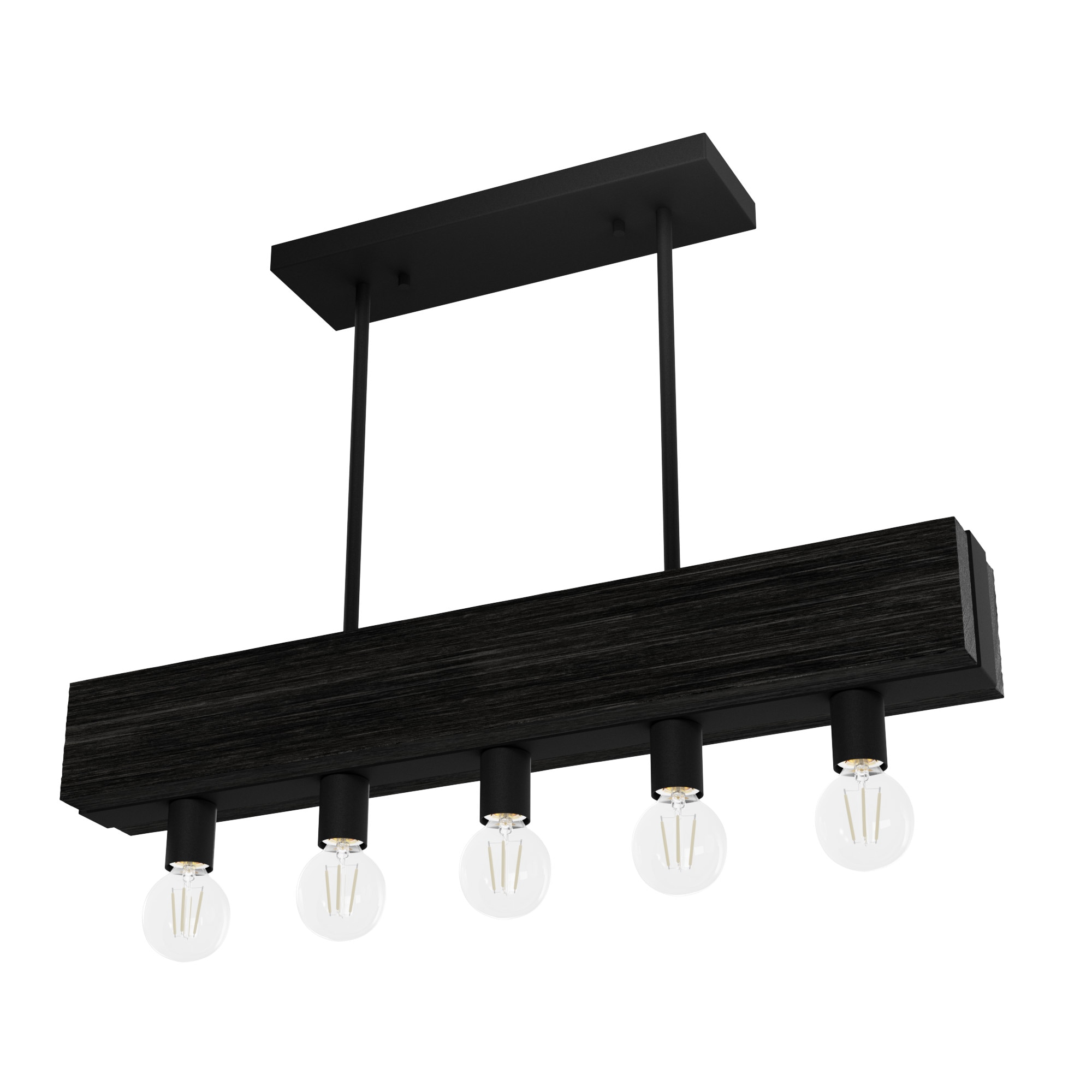 Black Iron and Ash 5-Light Linear Chandelier
