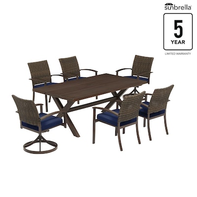 Atworth 7 Piece Brown Patio Dining Set, Extra Wide Outdoor Dining Chairs