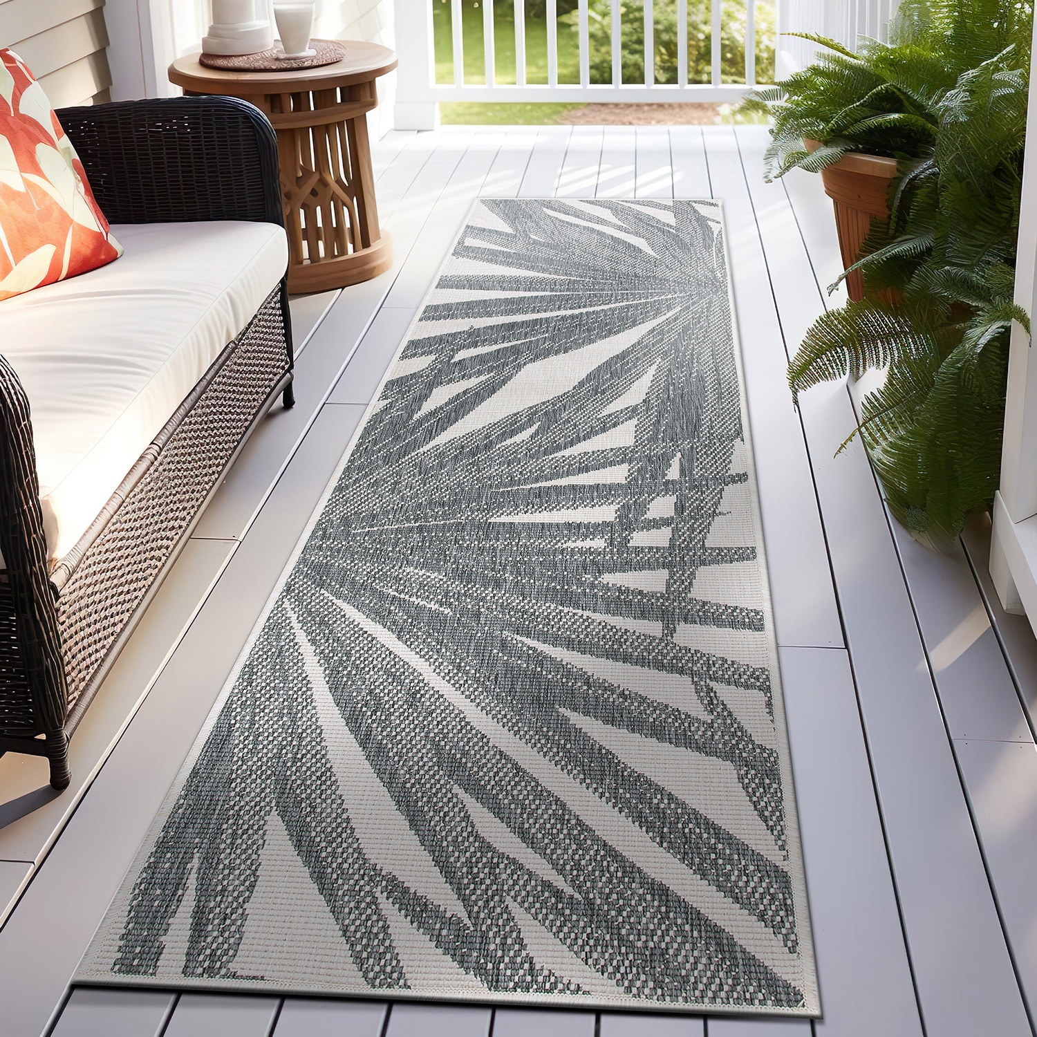 World Rug Gallery 4030GRAY2X7 2 x 7 (ft) Loomed Synthetic Gray Rectangular Indoor/Outdoor Floral/Botanical Runner rug