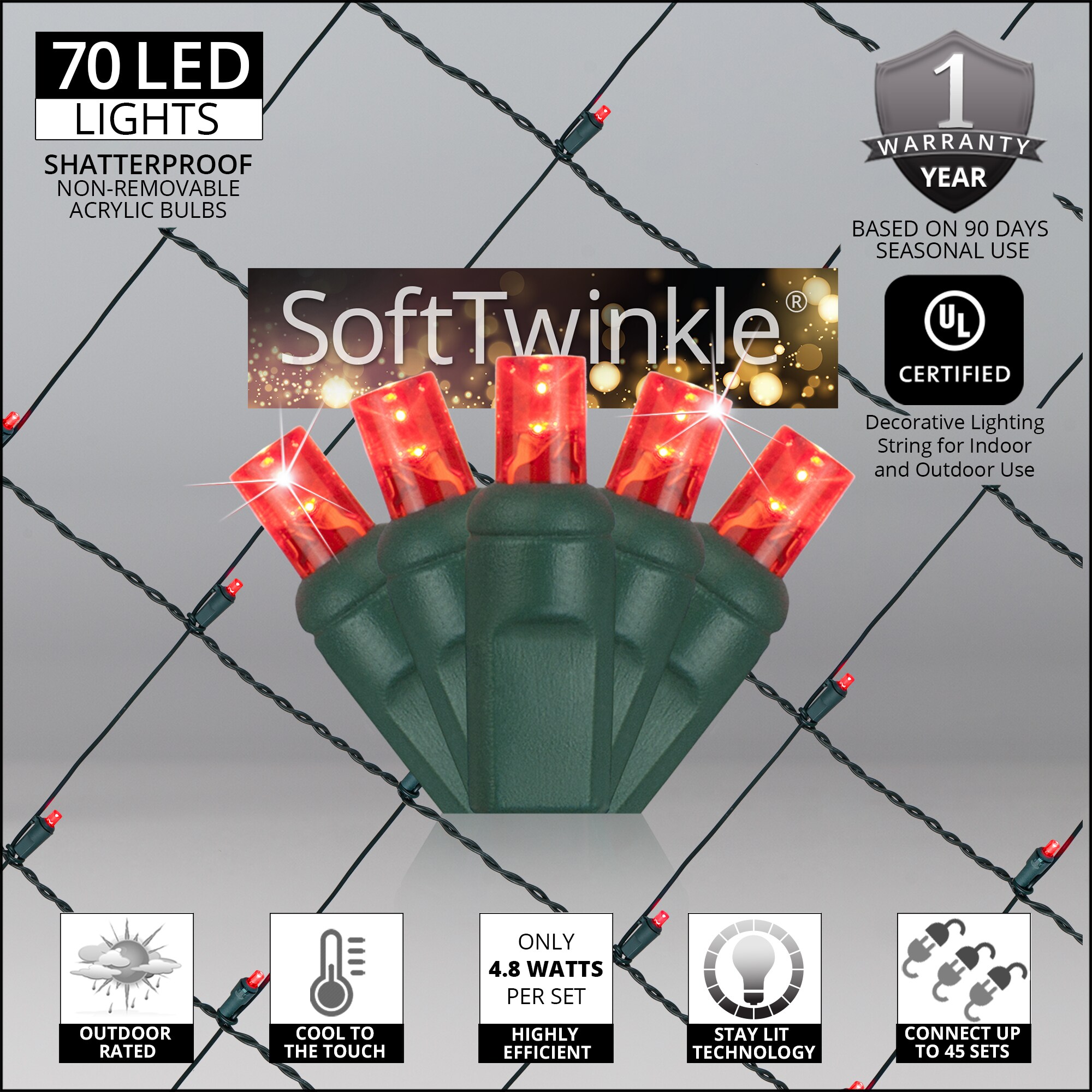 Wintergreen Lighting 80896 Christmas-Net-Lights - View #4