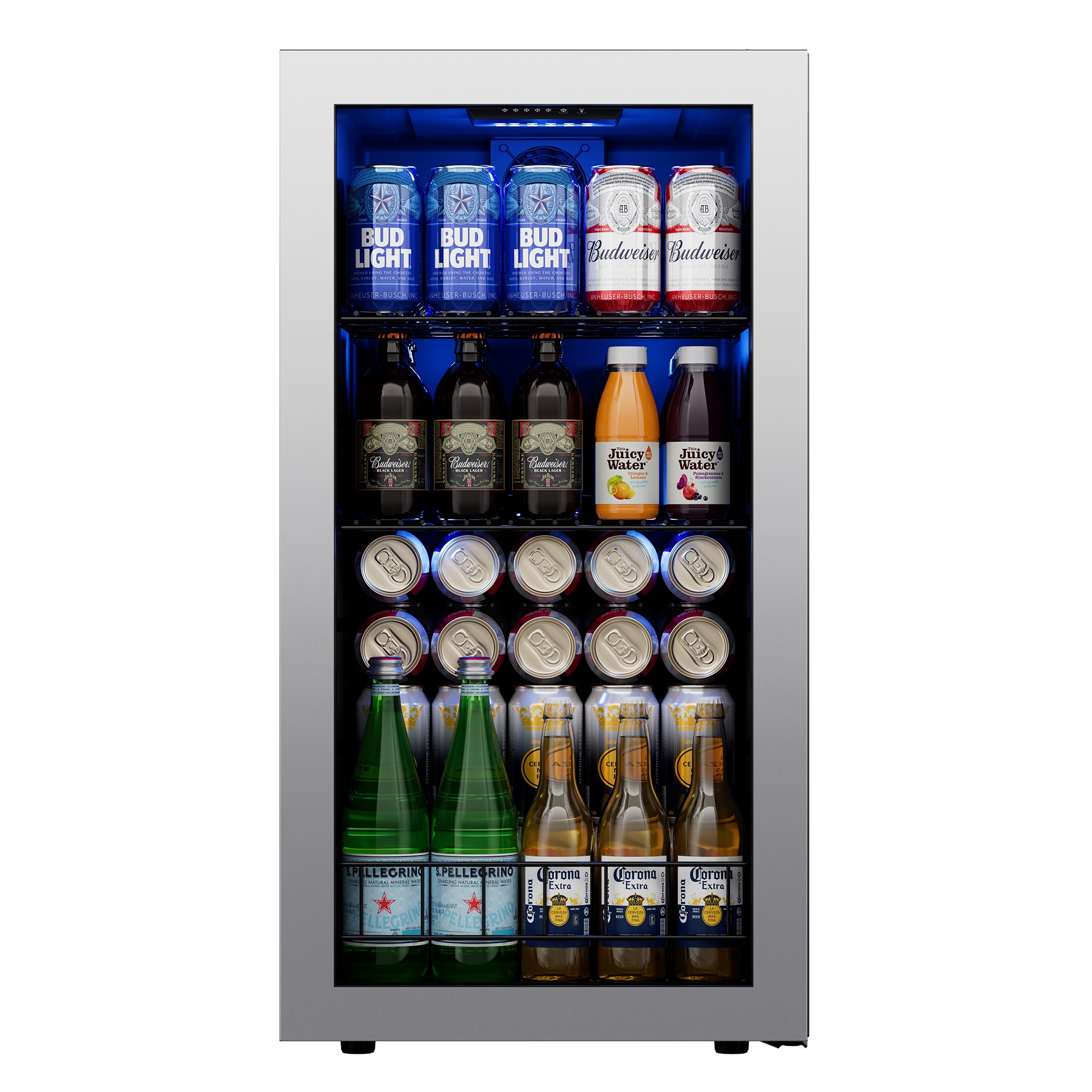 Ca'Lefort CLF-BSJC88-LS 16.9-in W 122 -Can Capacity Stainless Steel Freestanding Indoor Beverage Refrigerator with Glass Door