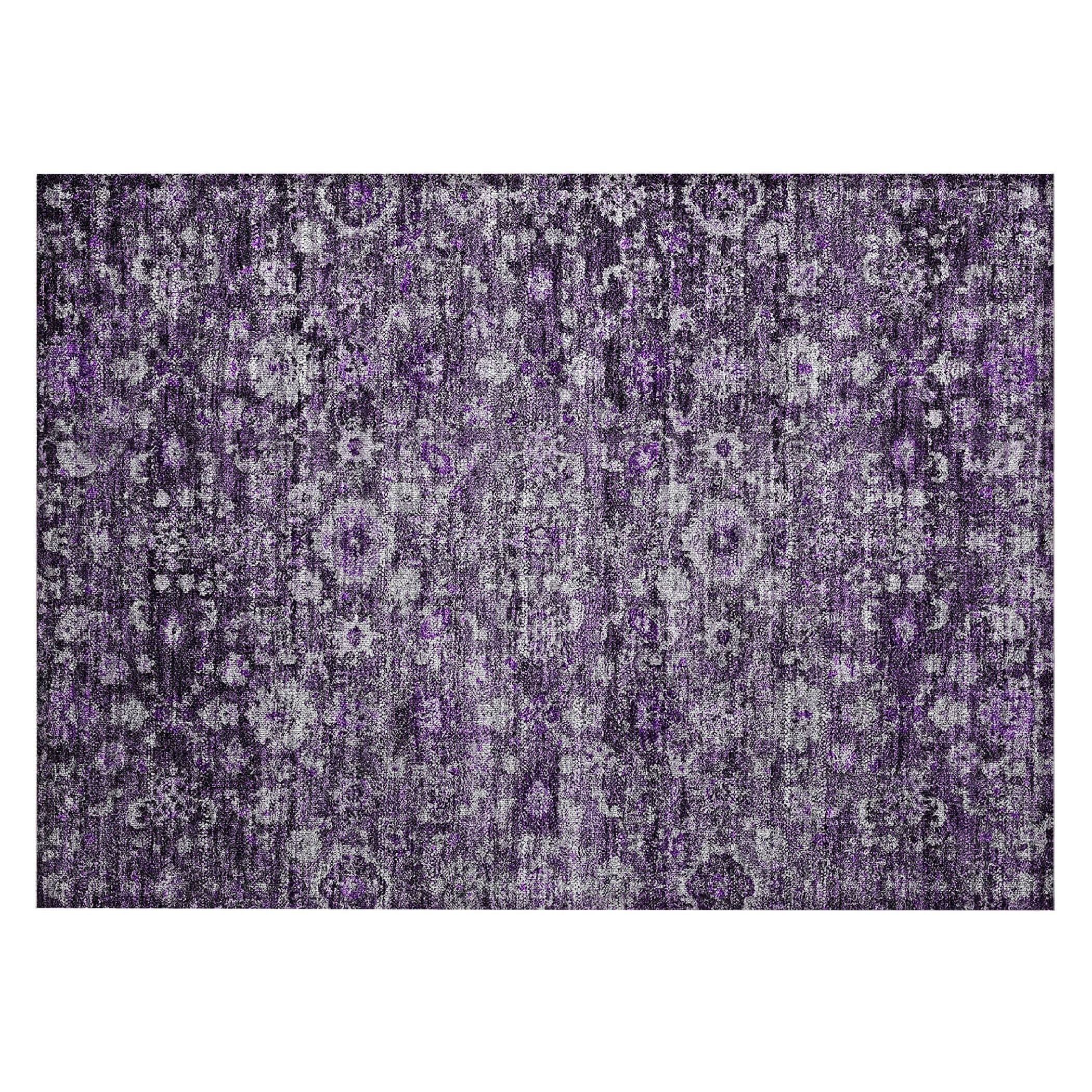 Purple Rectangular Machine Washable Synthetic Area Rug