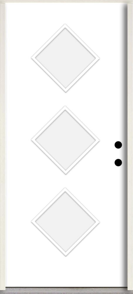 RELIABILT LO1062529 Spotlights 32-in x 80-in x 4-5/8-in Fiberglass 1/4 lite Left-hand inswing Primed Unfinished Prehung Front Door Insulating core