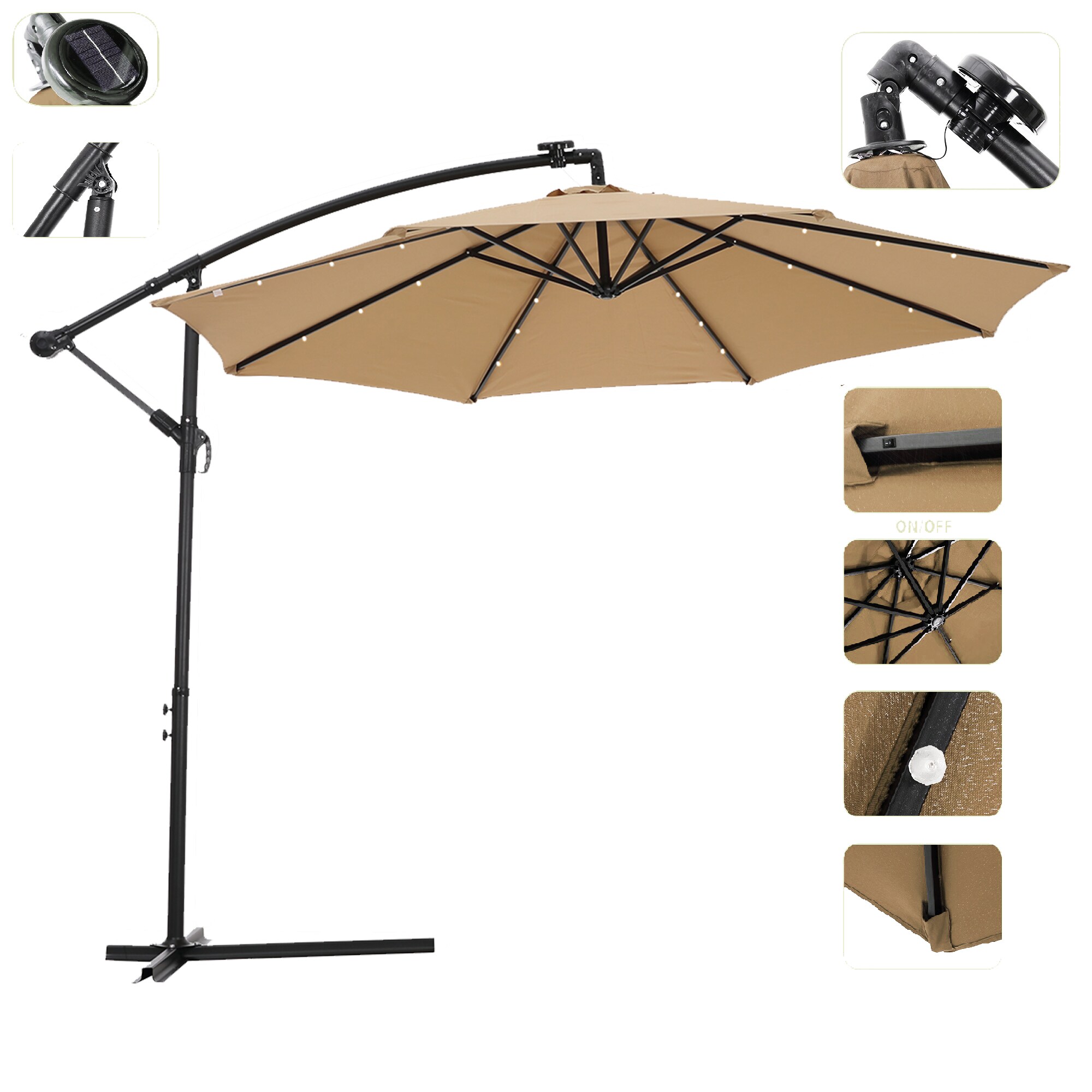 Mondawe 10-ft Solar Powered Offset Patio Umbrella In The Patio 