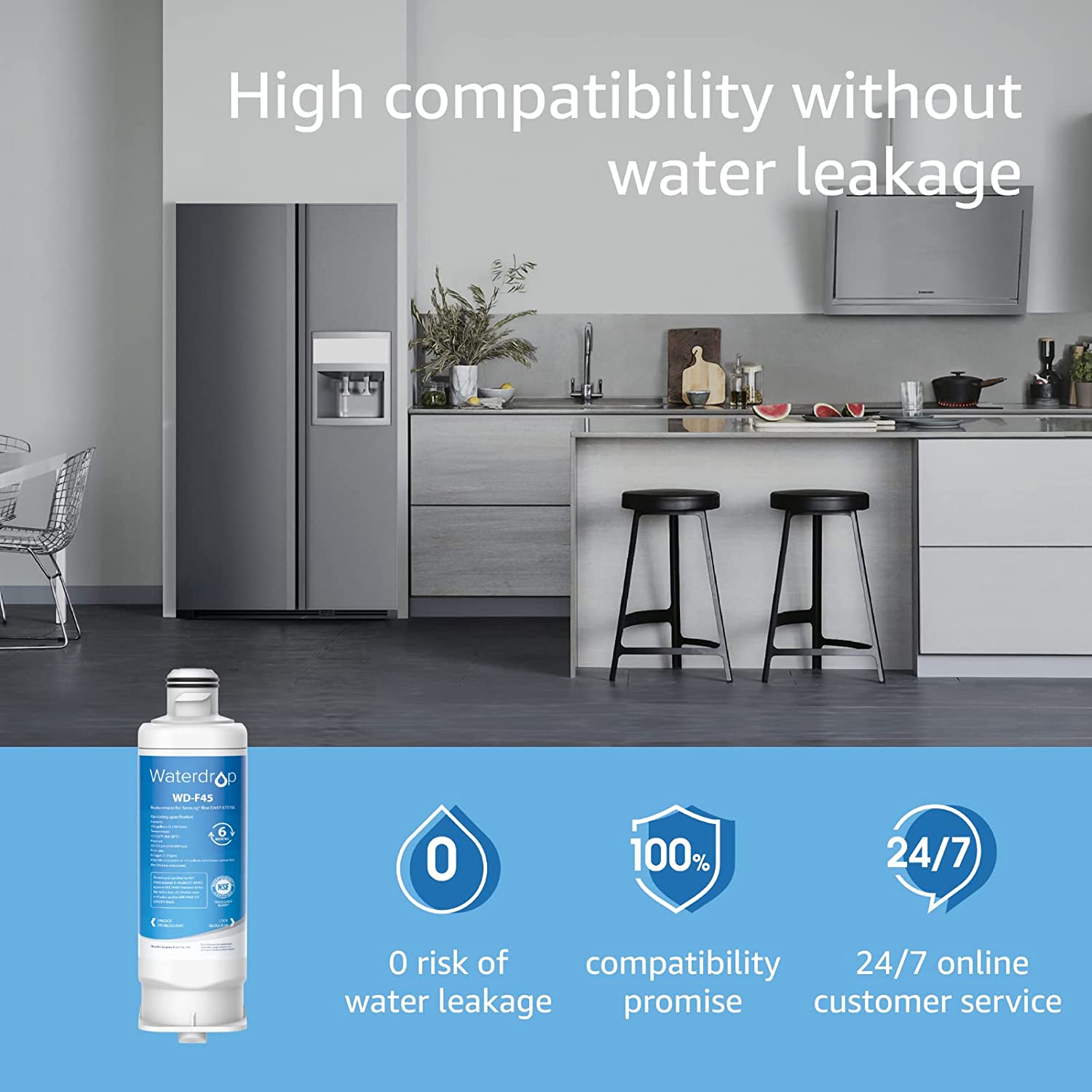 Waterdrop Push-In Refrigerator Water Filter 3-Pack in the Refrigerator  Water Filters department at