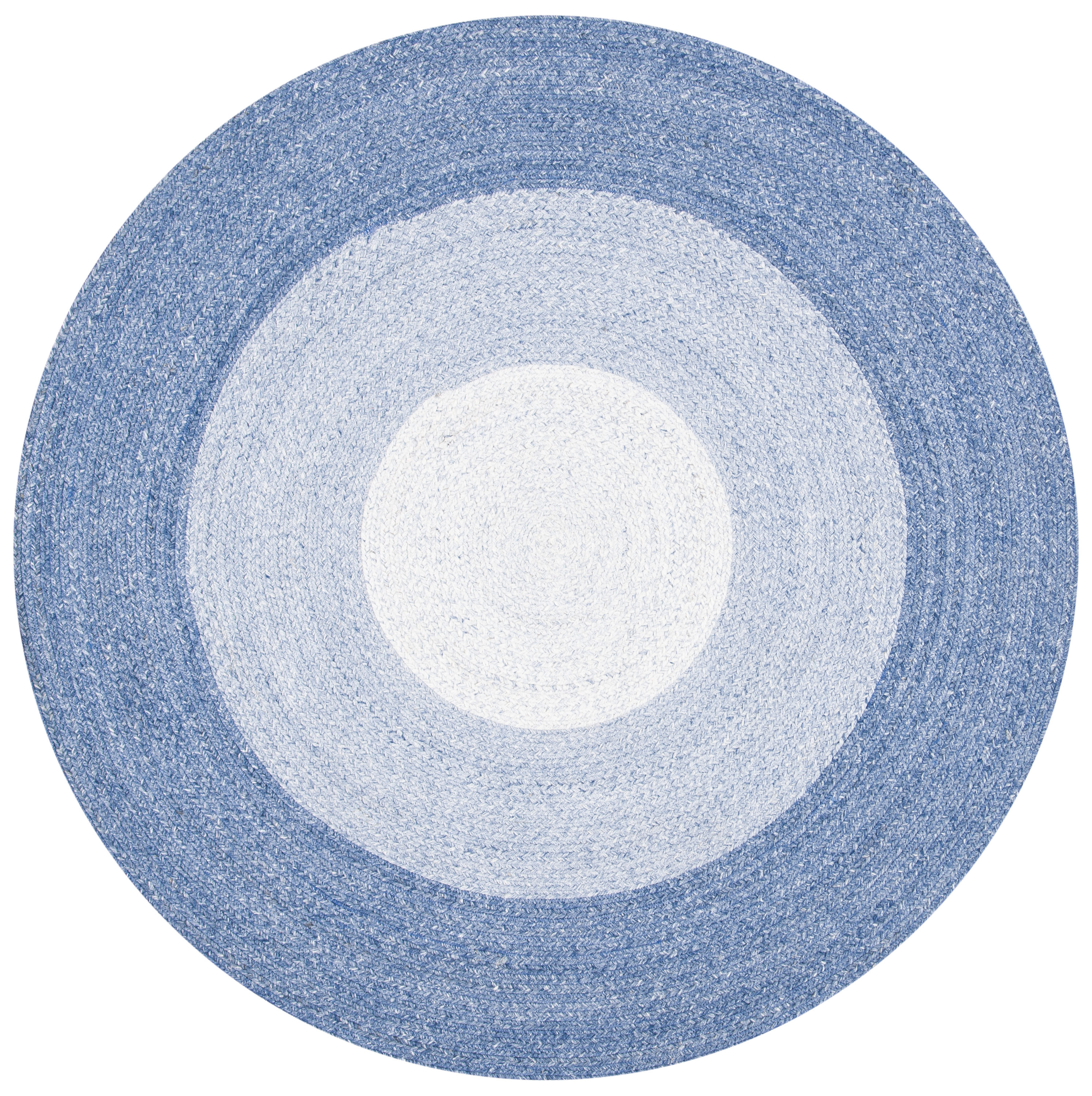 Safavieh BRD802M-7R Braided Edelgard 7 x 7 (ft) Polyester Blue/Ivory Round Indoor Ombre Farmhouse/Cottage Area rug