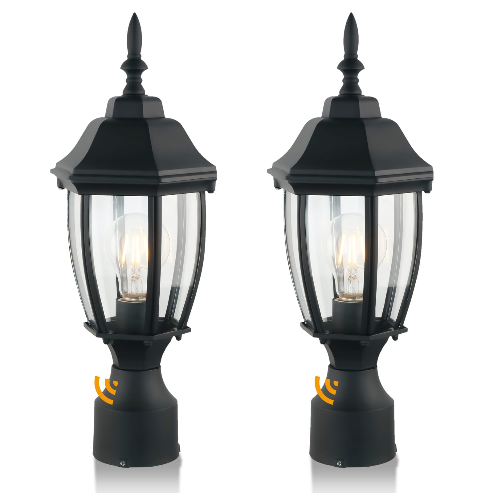 LTMATE LSWL056B-BK JAZAVA 16.25-Inches H Black Hardwired LED Incandescent Post light