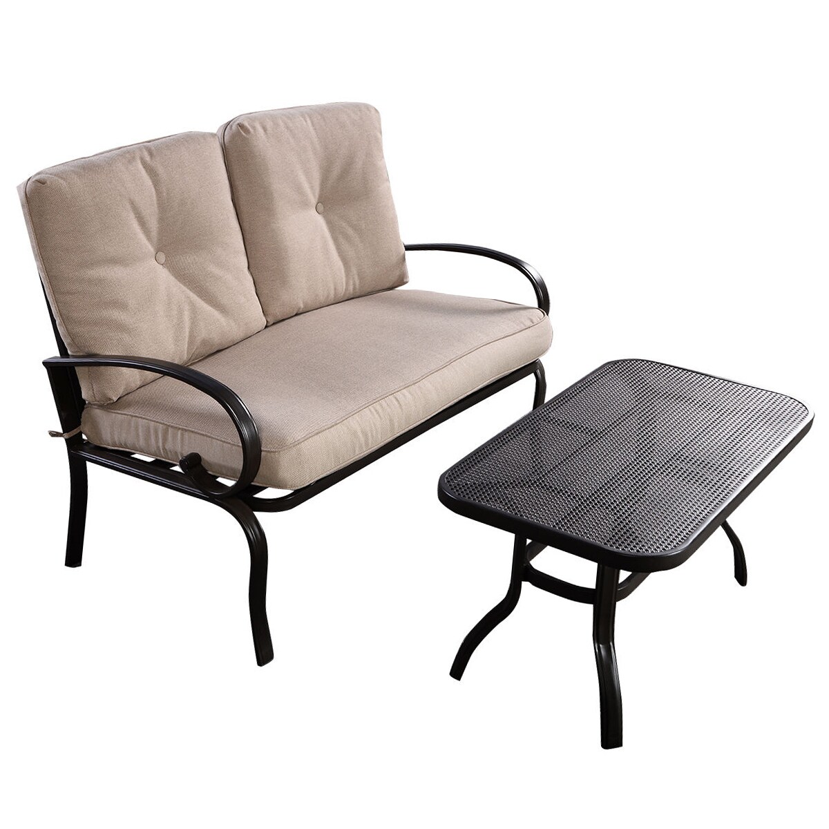 LIVIZA OUS51784BE 2 -Piece Patio Conversation Set with Brown Cushions