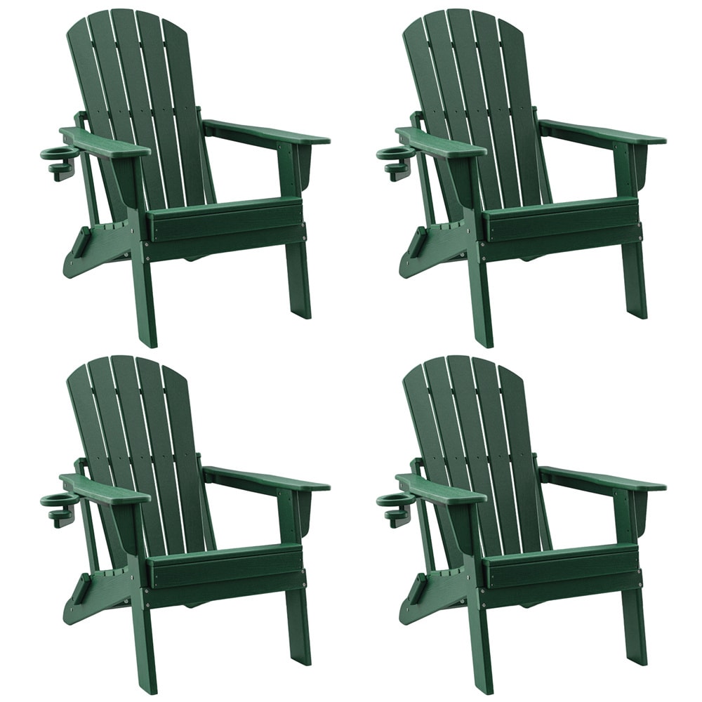 Upland YYFAC-GN4 Adirondack Chair Set of 4 Green HDPE Frame Swivel Adirondack Chair with Solid Seat